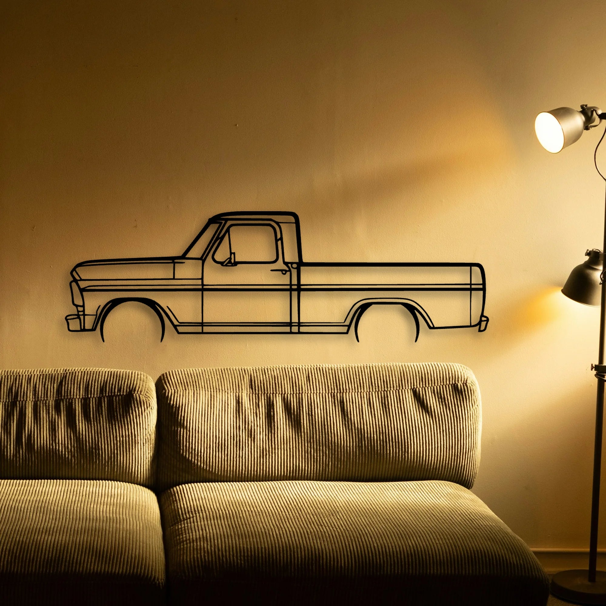 F 100 1969 Classic Silhouette Metal Wall Art - Automotive Garage Decor