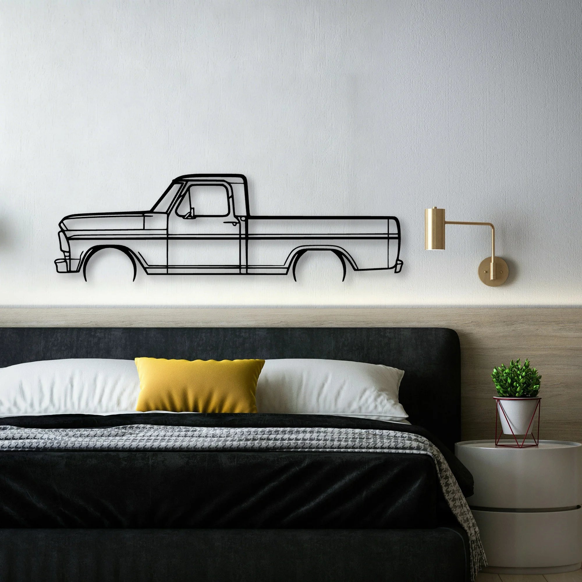 F 100 1969 Classic Silhouette Metal Wall Art - Automotive Garage Decor