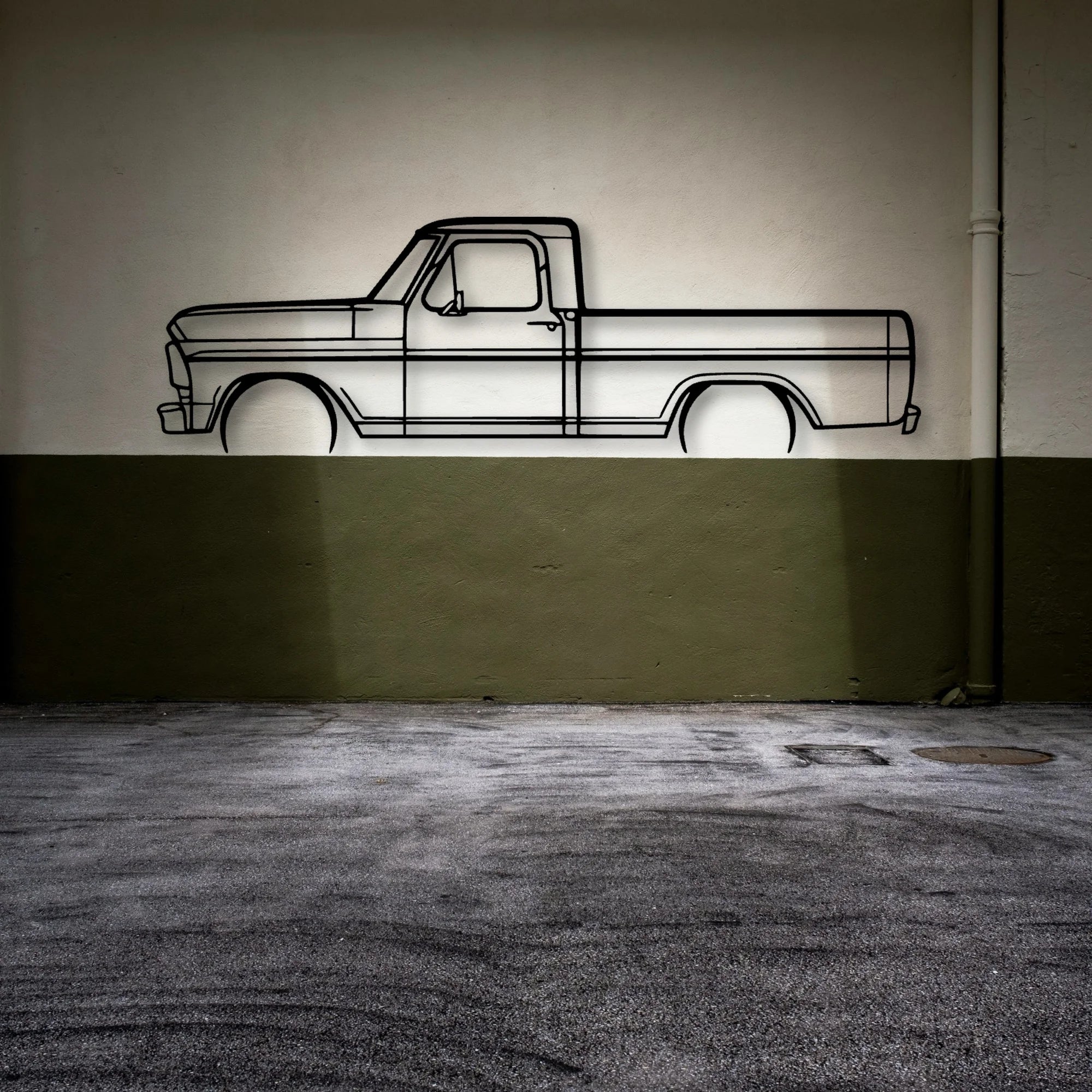 F 100 1969 Classic Silhouette Metal Wall Art - Automotive Garage Decor