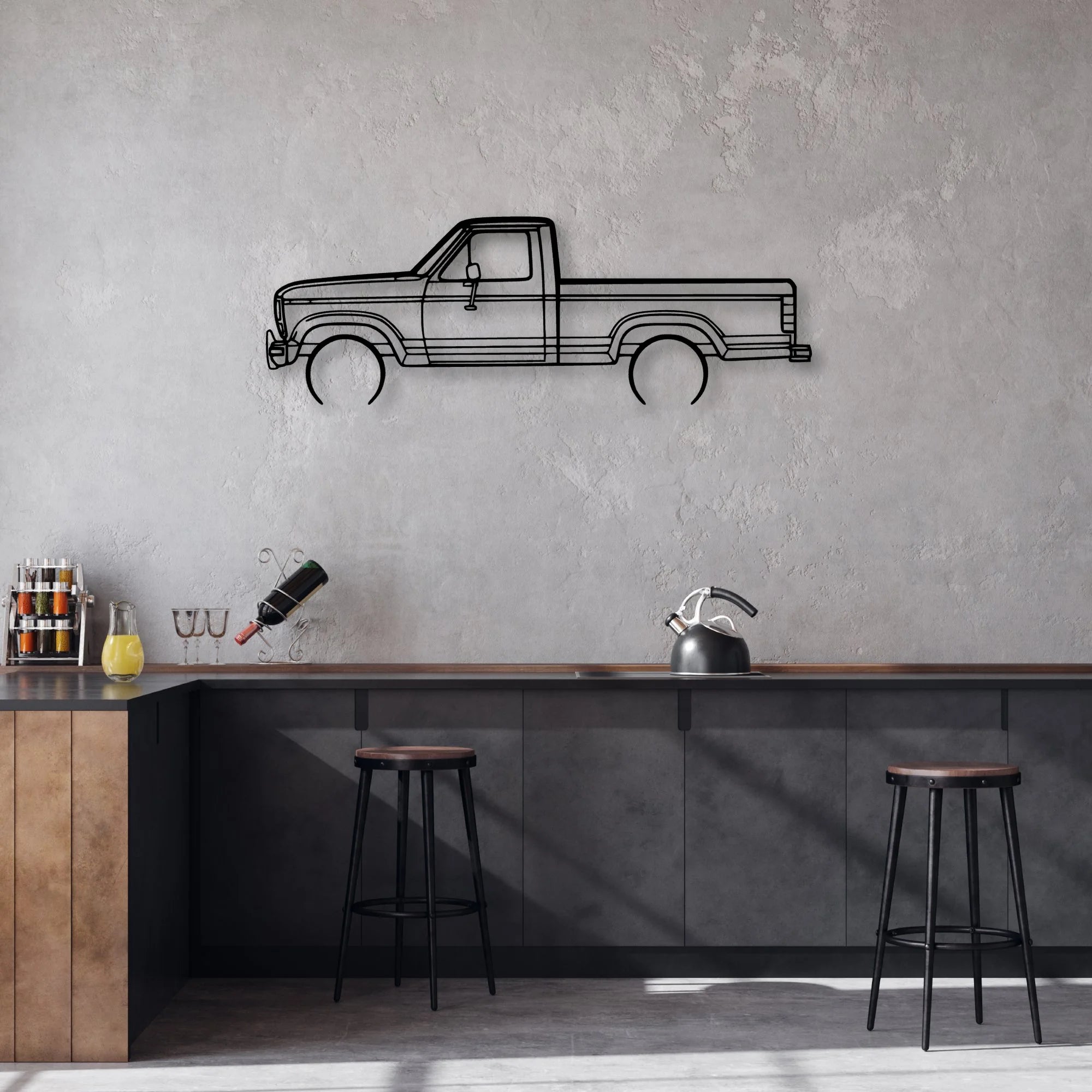 F-150 XLT 1986 Classic Silhouette Metal Wall Art - Automotive Garage Decor