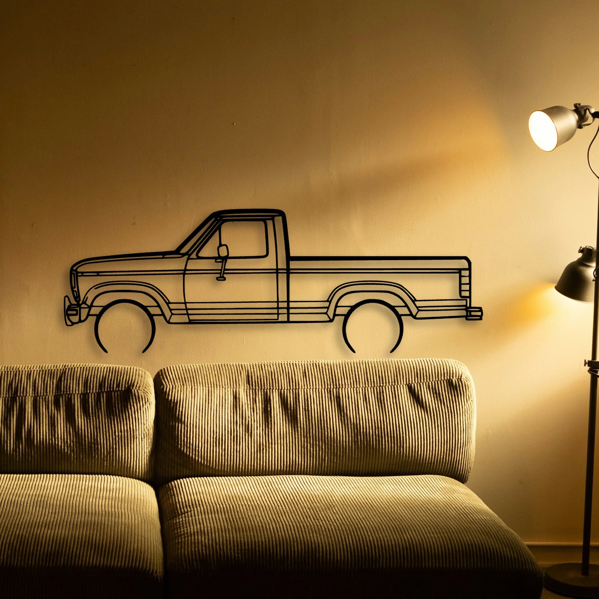 F 150 XLT 1986 Classic Silhouette Metal Wall Art - Automotive Garage Decor