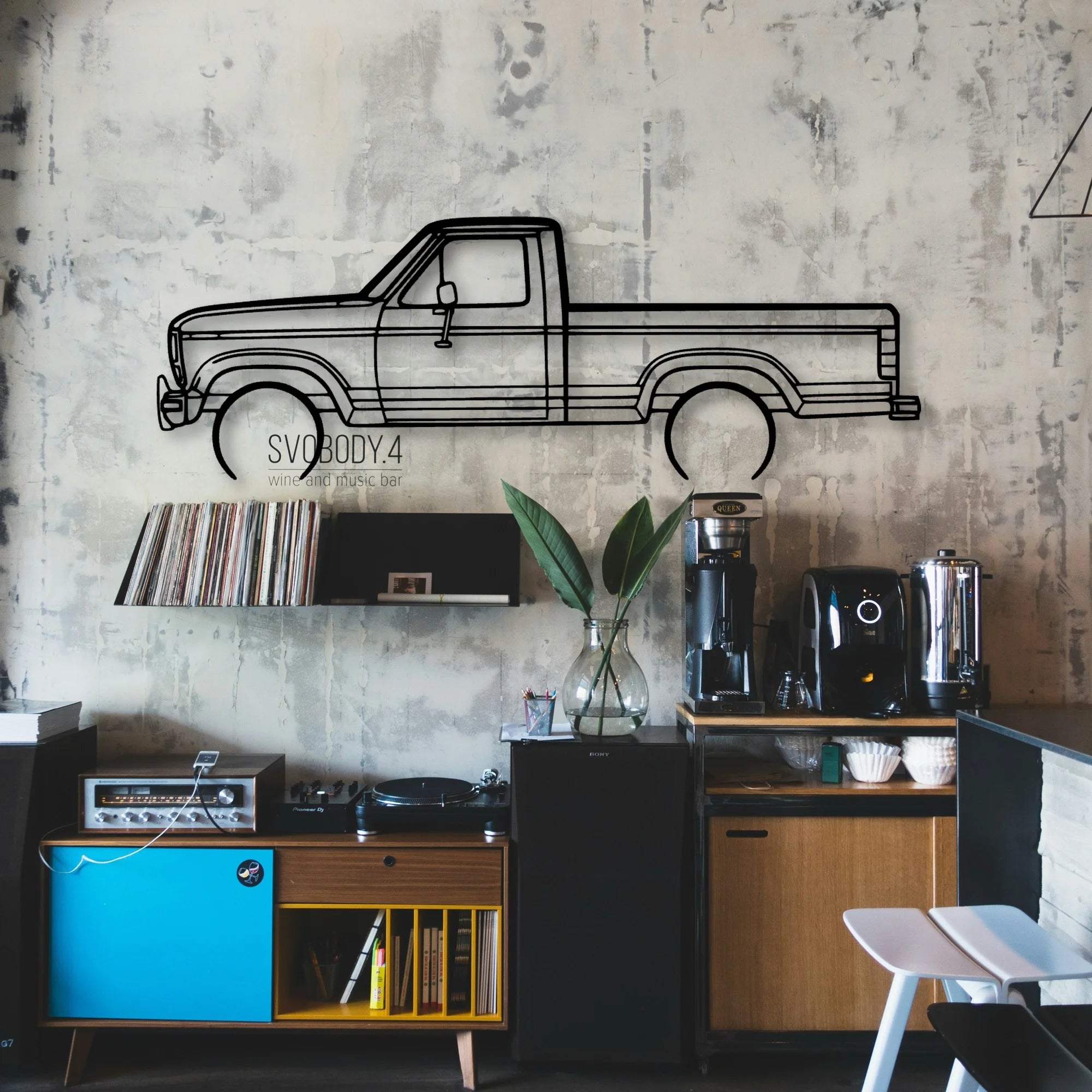 F 150 XLT 1986 Classic Silhouette Metal Wall Art - Automotive Garage Decor