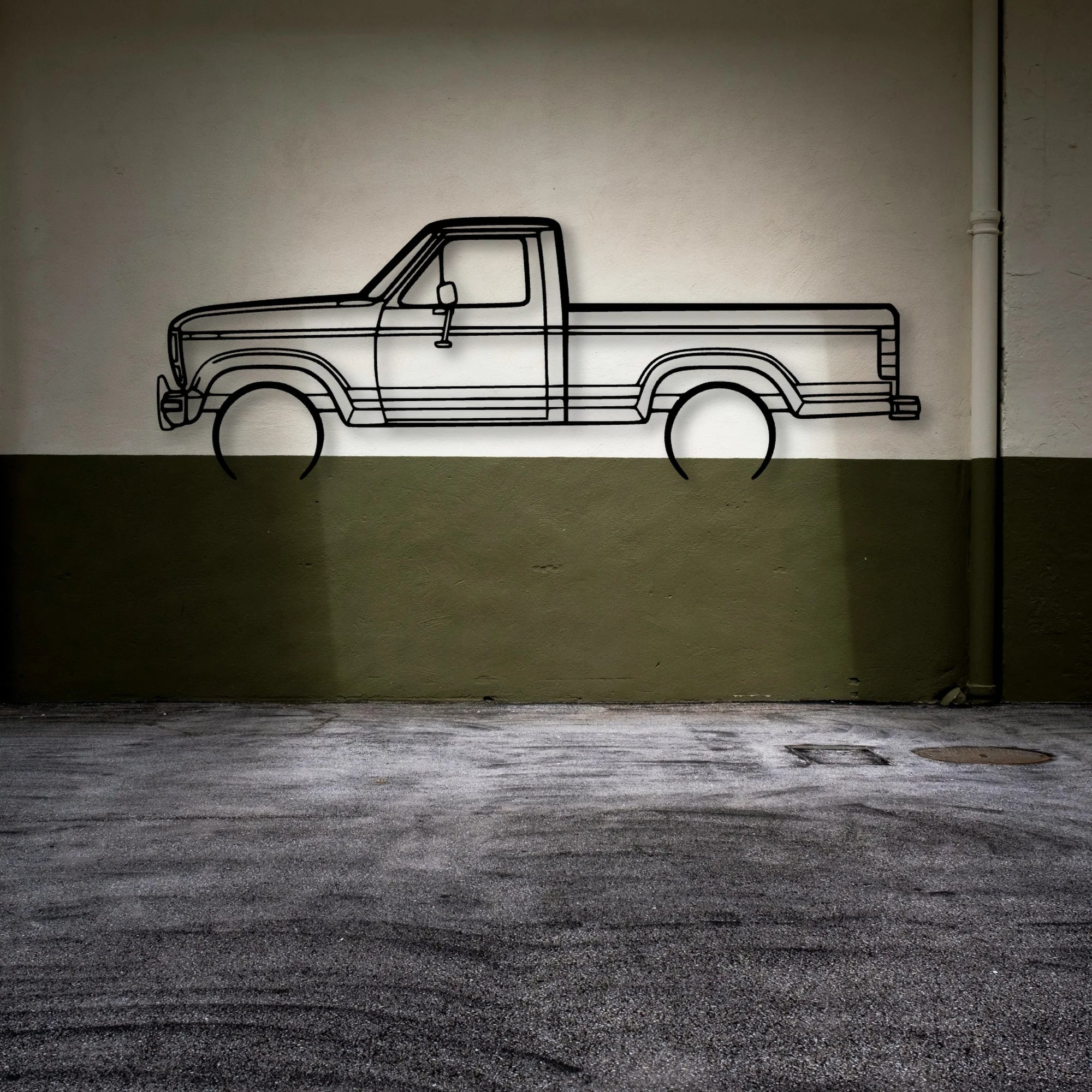 F 150 XLT 1986 Classic Silhouette Metal Wall Art - Automotive Garage Decor
