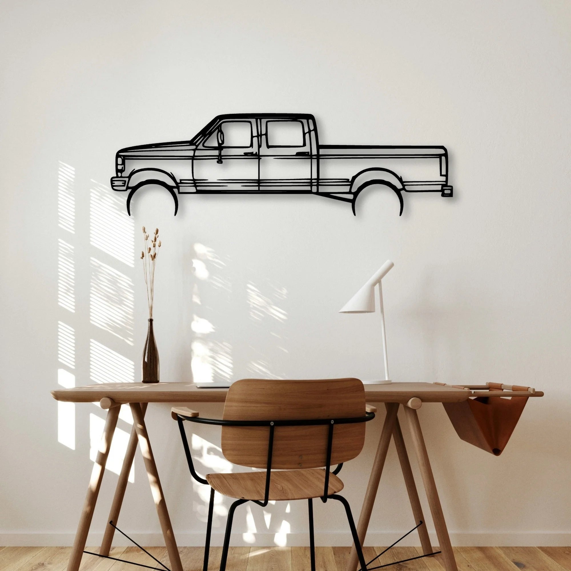 F 250 1997 Classic Silhouette Metal Wall Art - Automotive Garage Decor