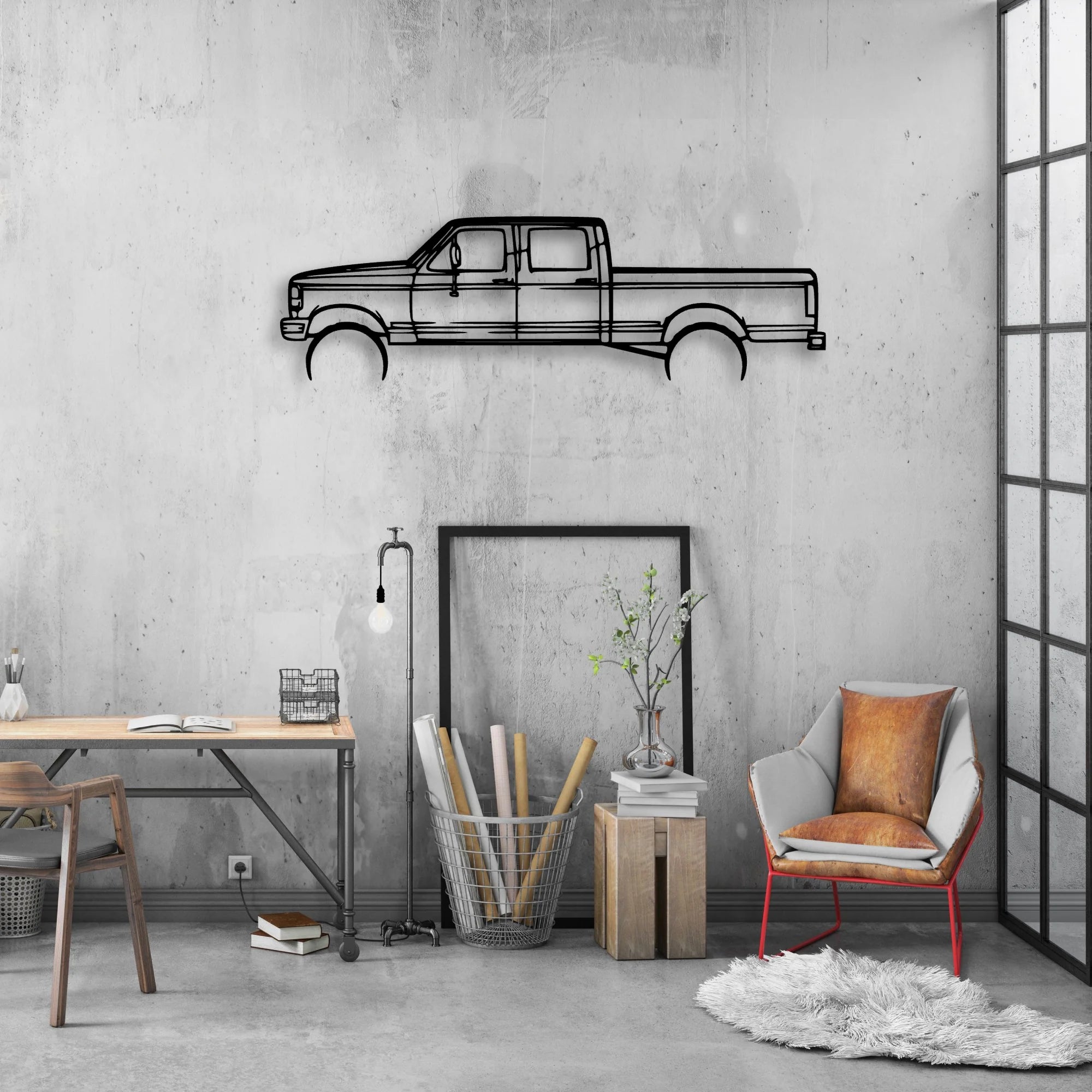 F-250 1997 Classic Silhouette Metal Wall Art - Automotive Garage Decor