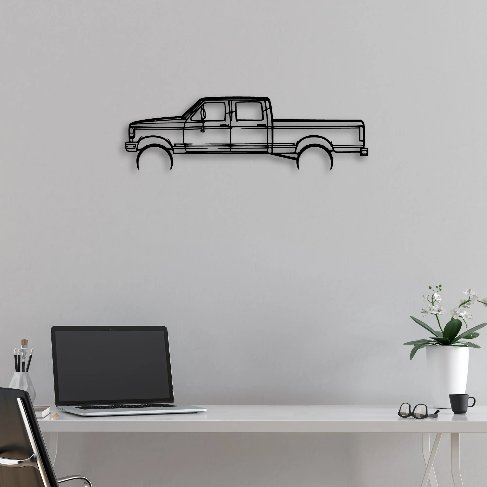 F-250 1997 Classic Silhouette Metal Wall Art - Automotive Garage Decor