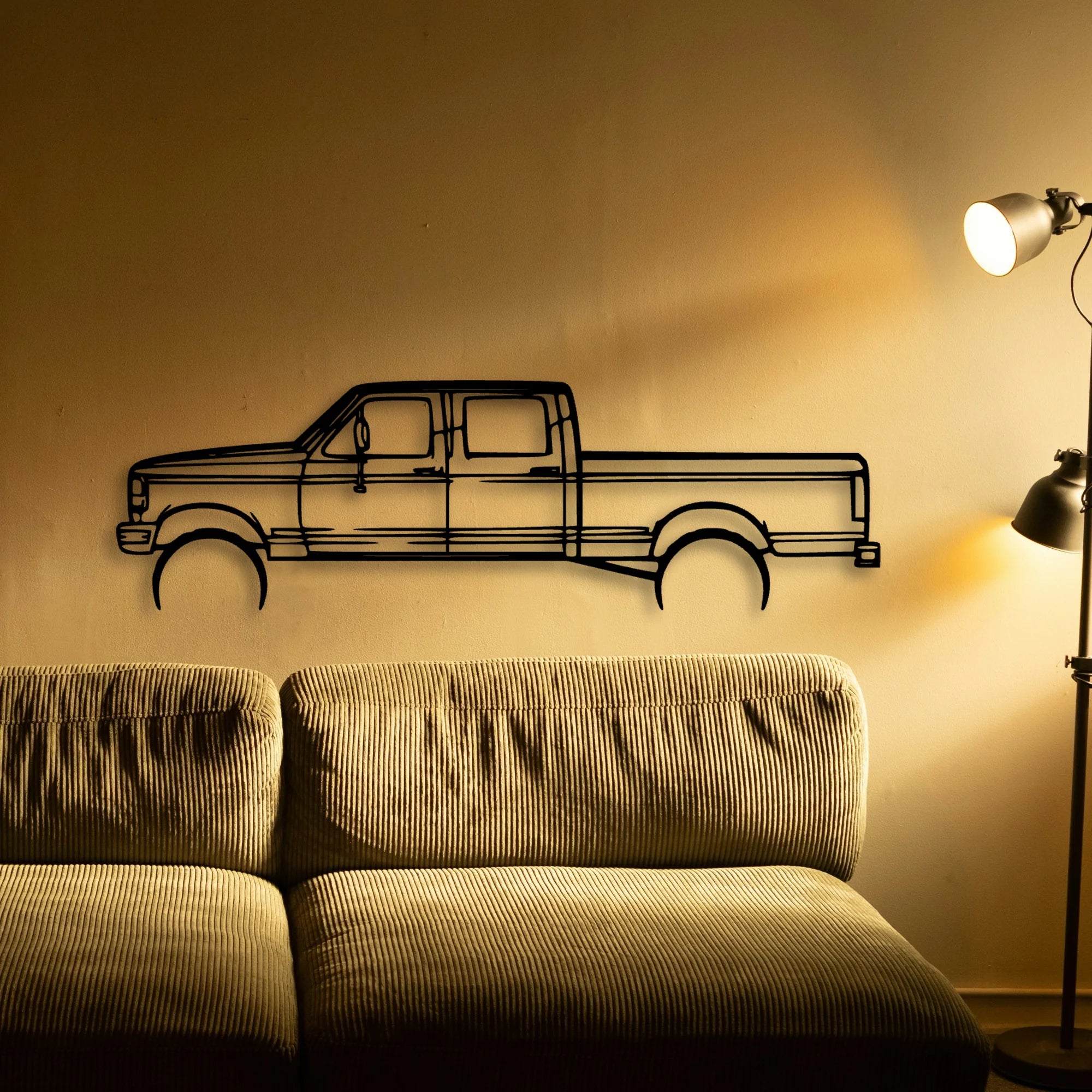 F 250 1997 Classic Silhouette Metal Wall Art - Automotive Garage Decor