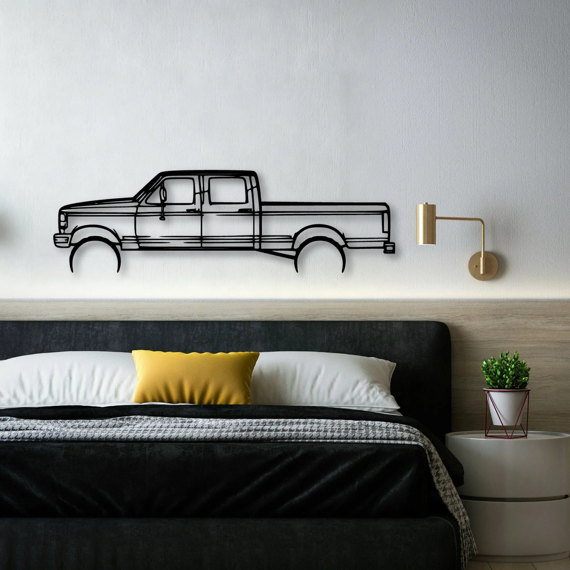 F 250 1997 Classic Silhouette Metal Wall Art - Automotive Garage Decor