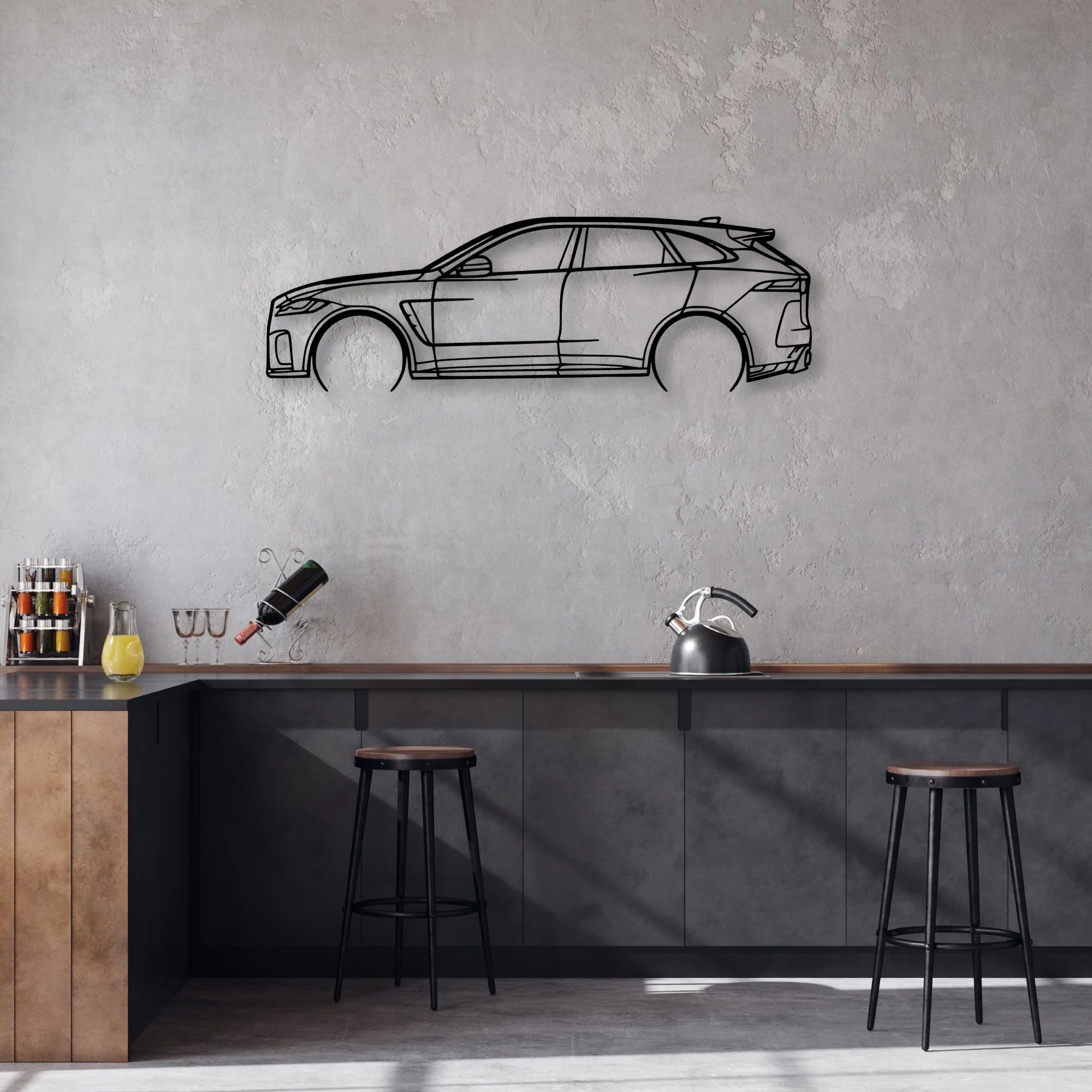 F-Pace SVR 2 Classic Silhouette Metal Wall Art - Automotive Garage Decor