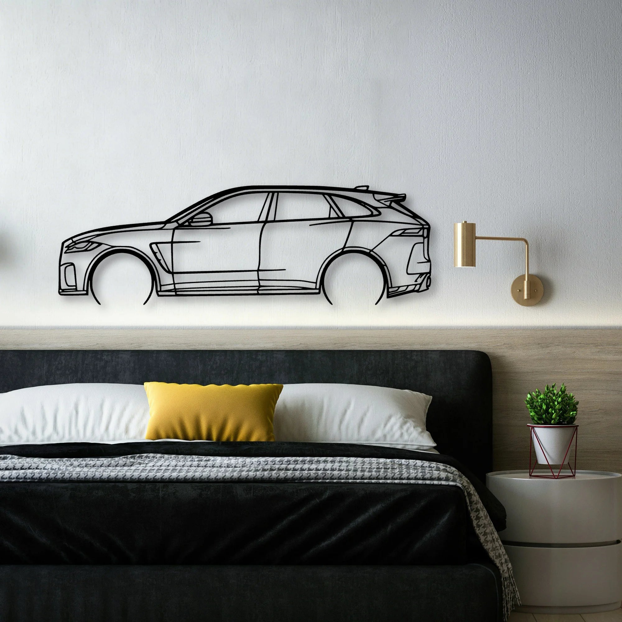 F Pace SVR 2 Classic Silhouette Metal Wall Art - Automotive Garage Decor