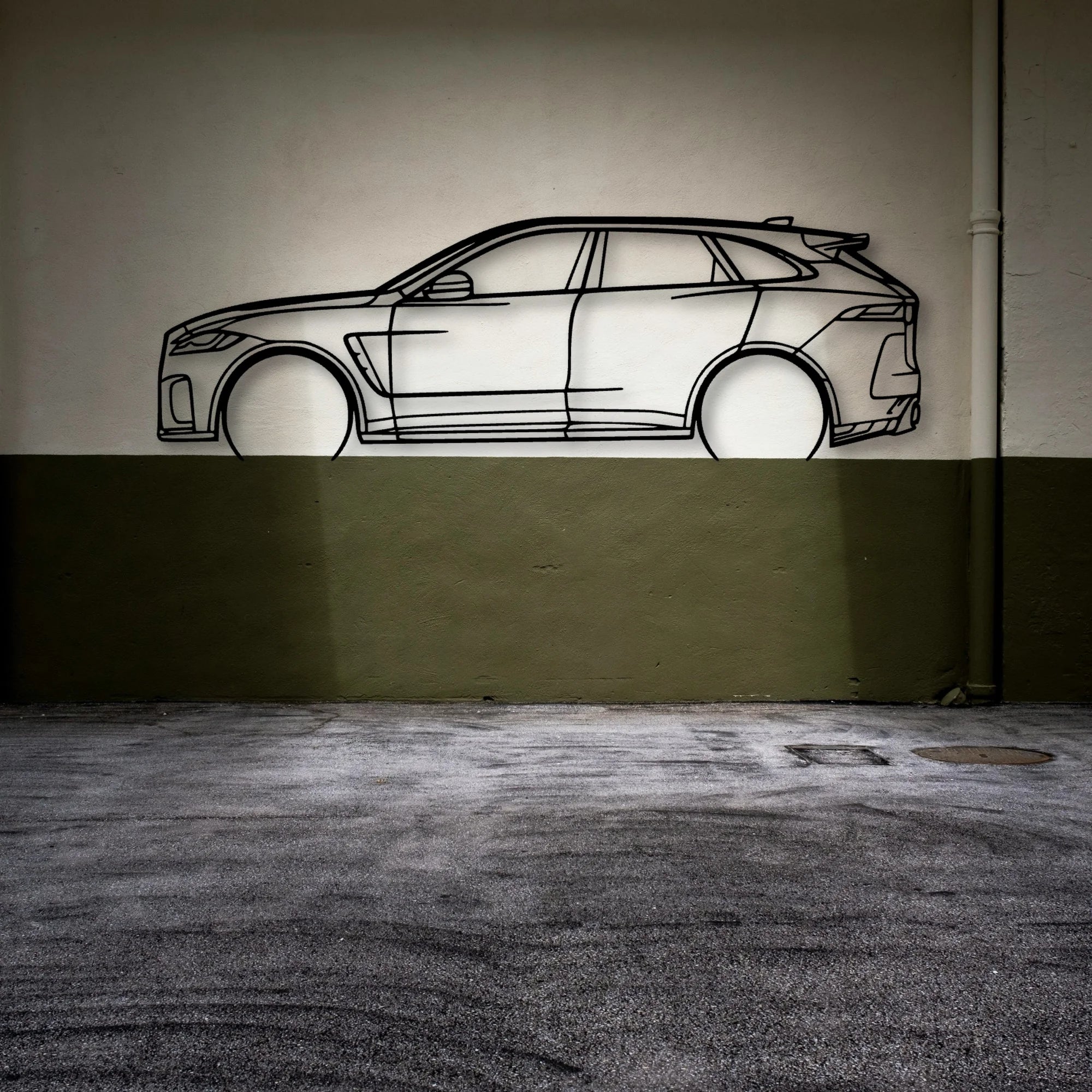 F Pace SVR 2 Classic Silhouette Metal Wall Art - Automotive Garage Decor