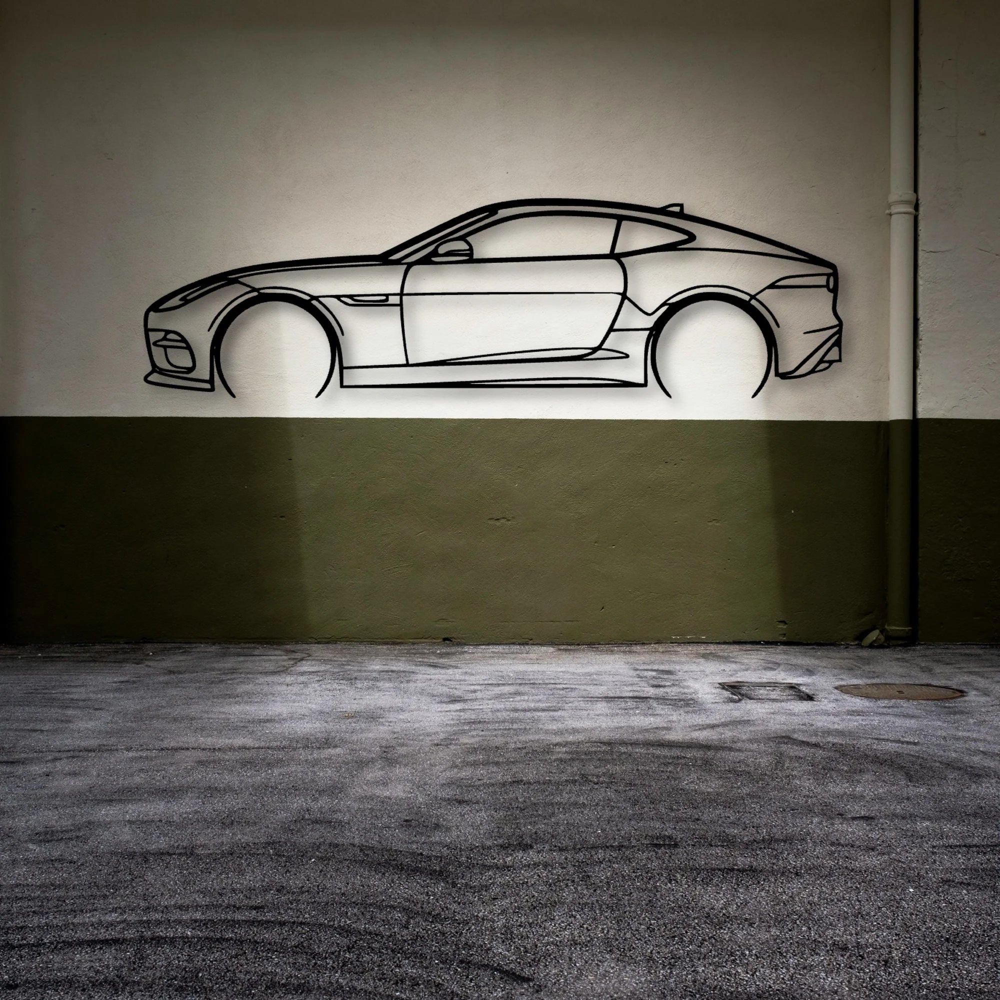 F Type R 2 Classic Silhouette Metal Wall Art - Automotive Garage Decor