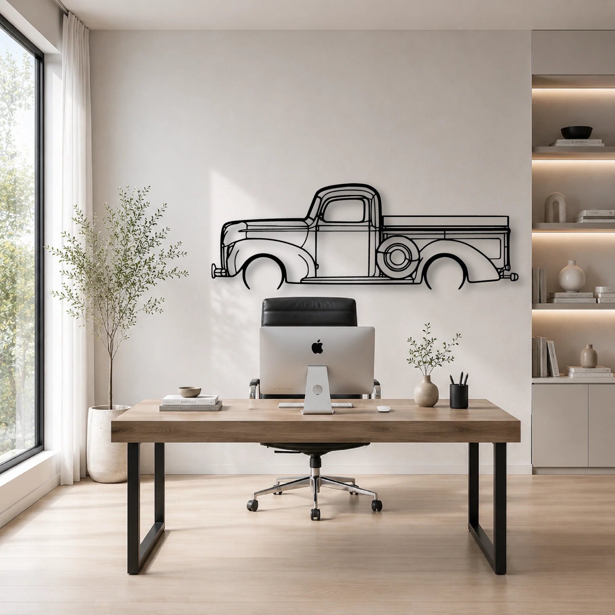F100 1940 Classic Silhouette Metal Wall Art - Automotive Garage Decor