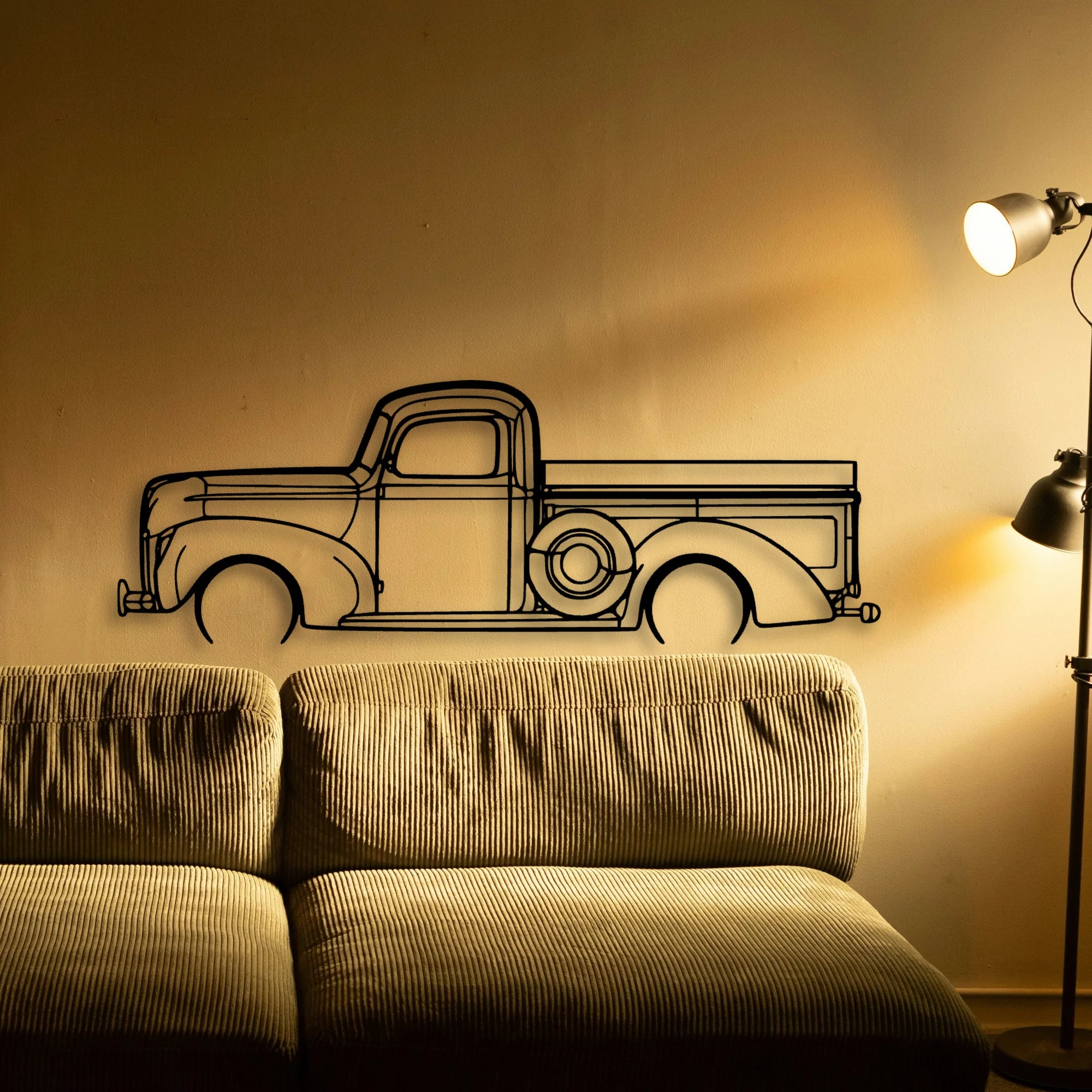 F100 1940 Classic Silhouette Metal Wall Art - Automotive Garage Decor