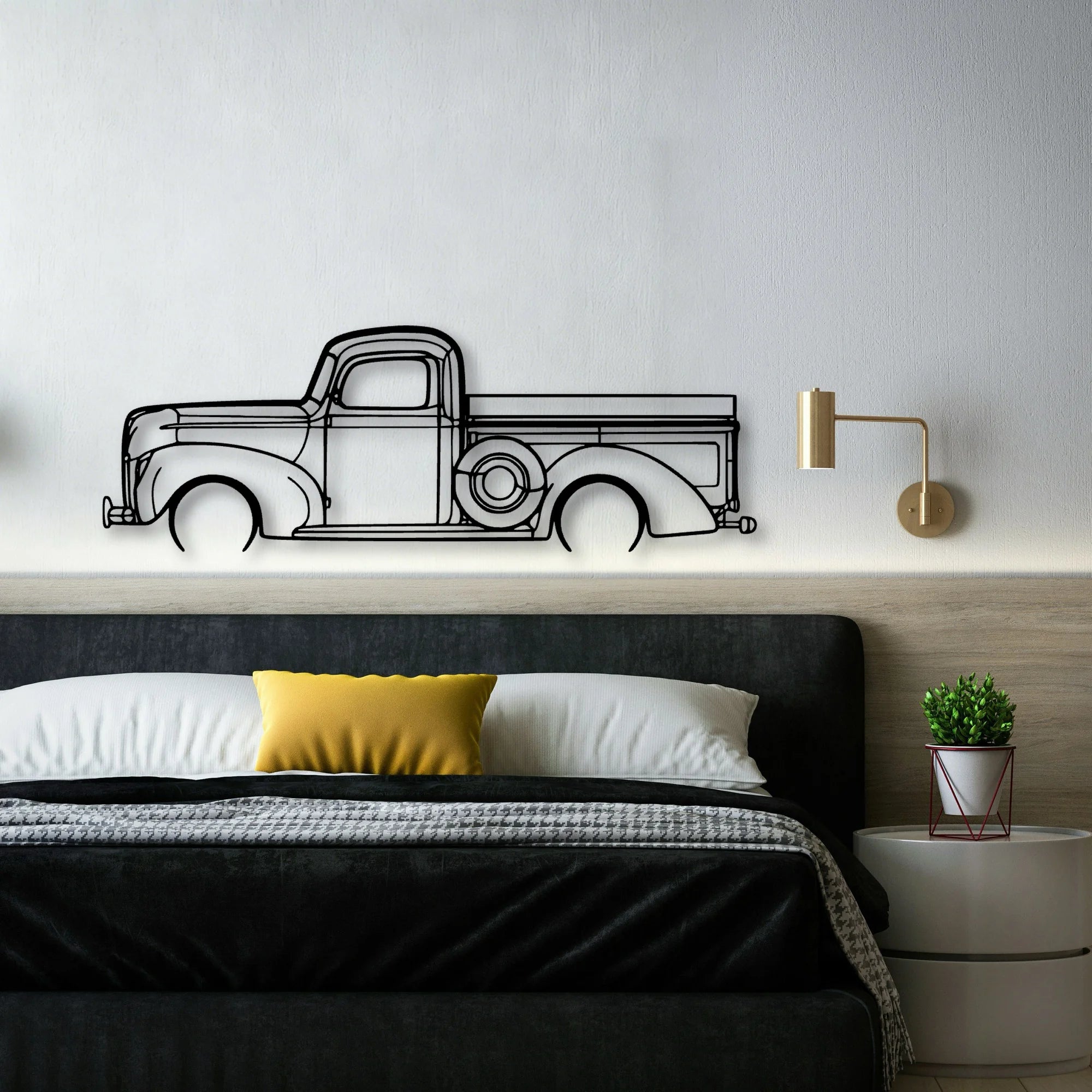 F100 1940 Classic Silhouette Metal Wall Art - Automotive Garage Decor