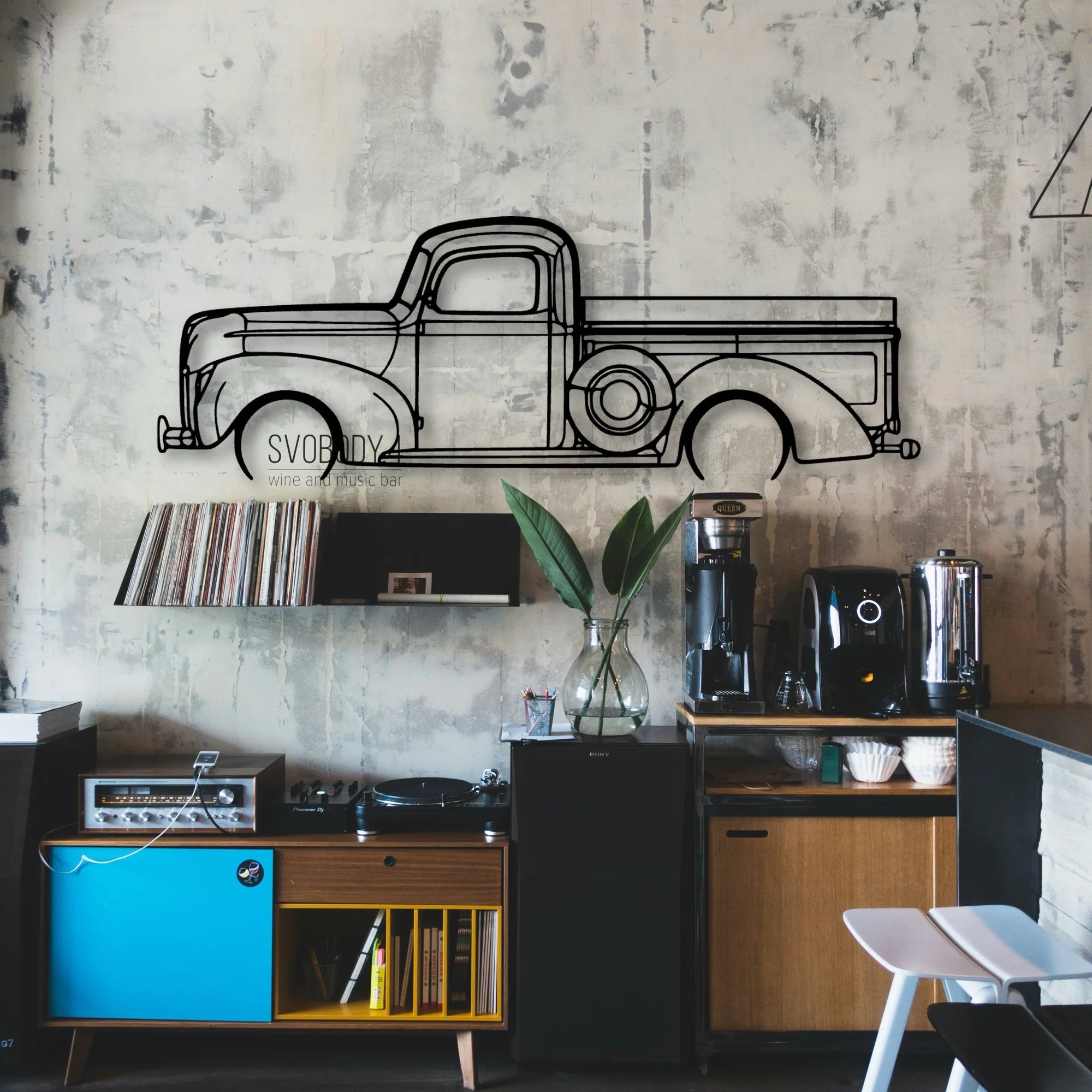 F100 1940 Classic Silhouette Metal Wall Art - Automotive Garage Decor