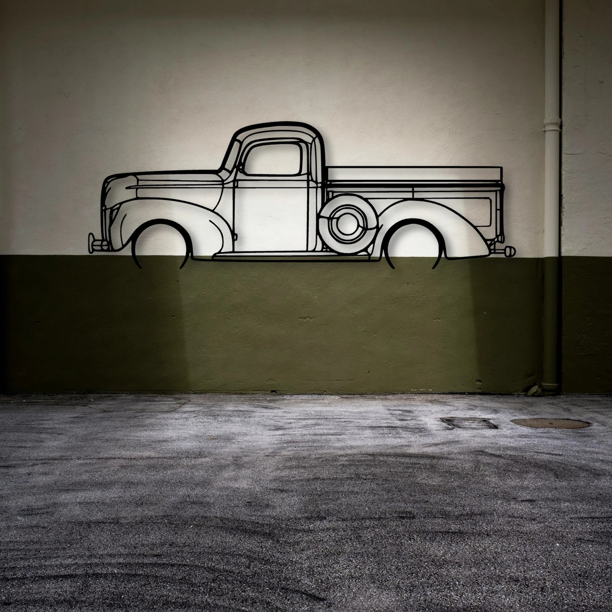 F100 1940 Classic Silhouette Metal Wall Art - Automotive Garage Decor