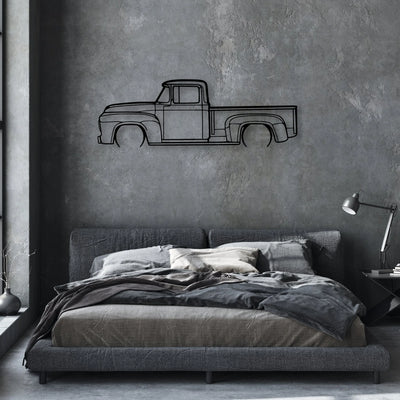 F100 1956 Classic Silhouette Metal Wall Art - Automotive Garage Decor