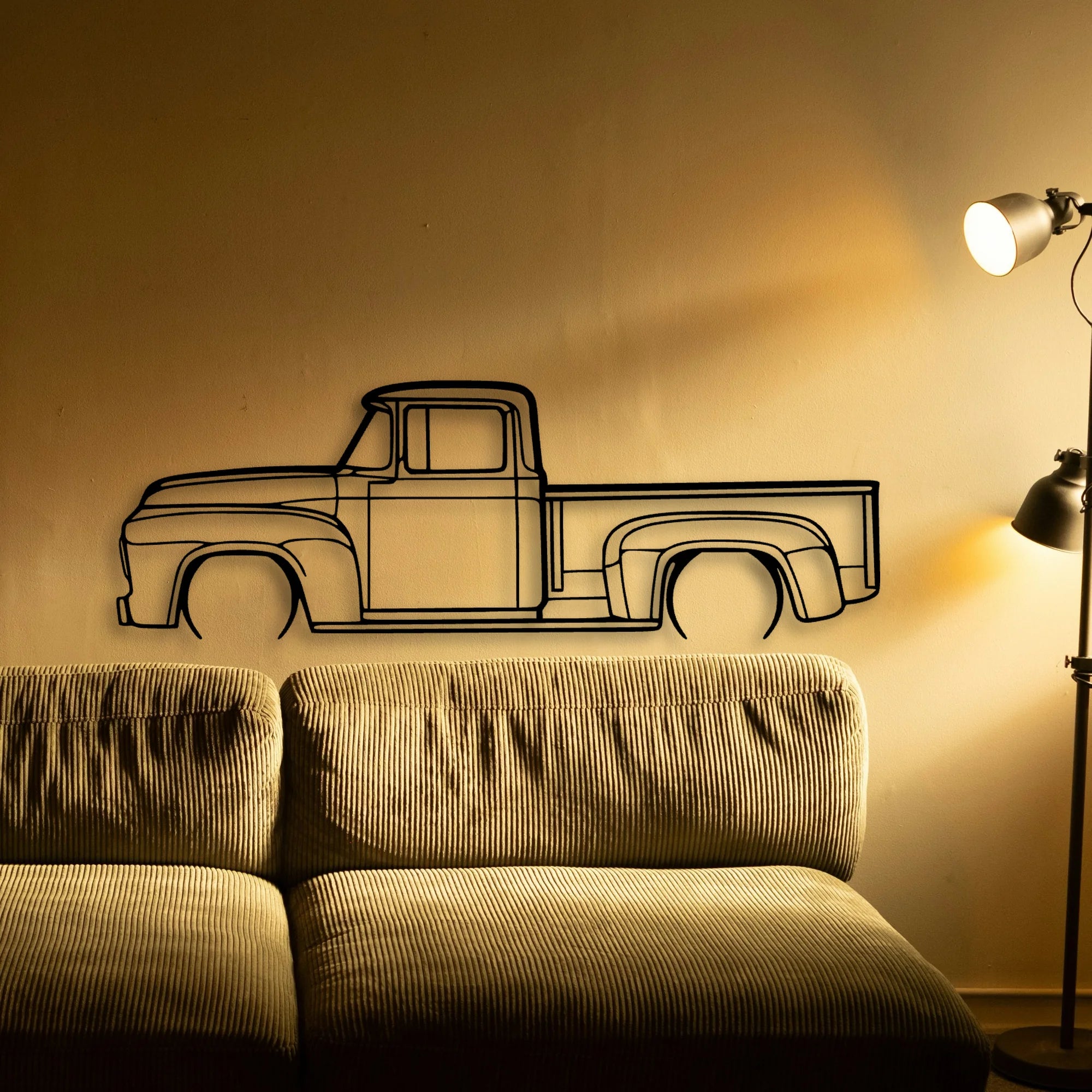 F100 1956 Classic Silhouette Metal Wall Art - Automotive Garage Decor