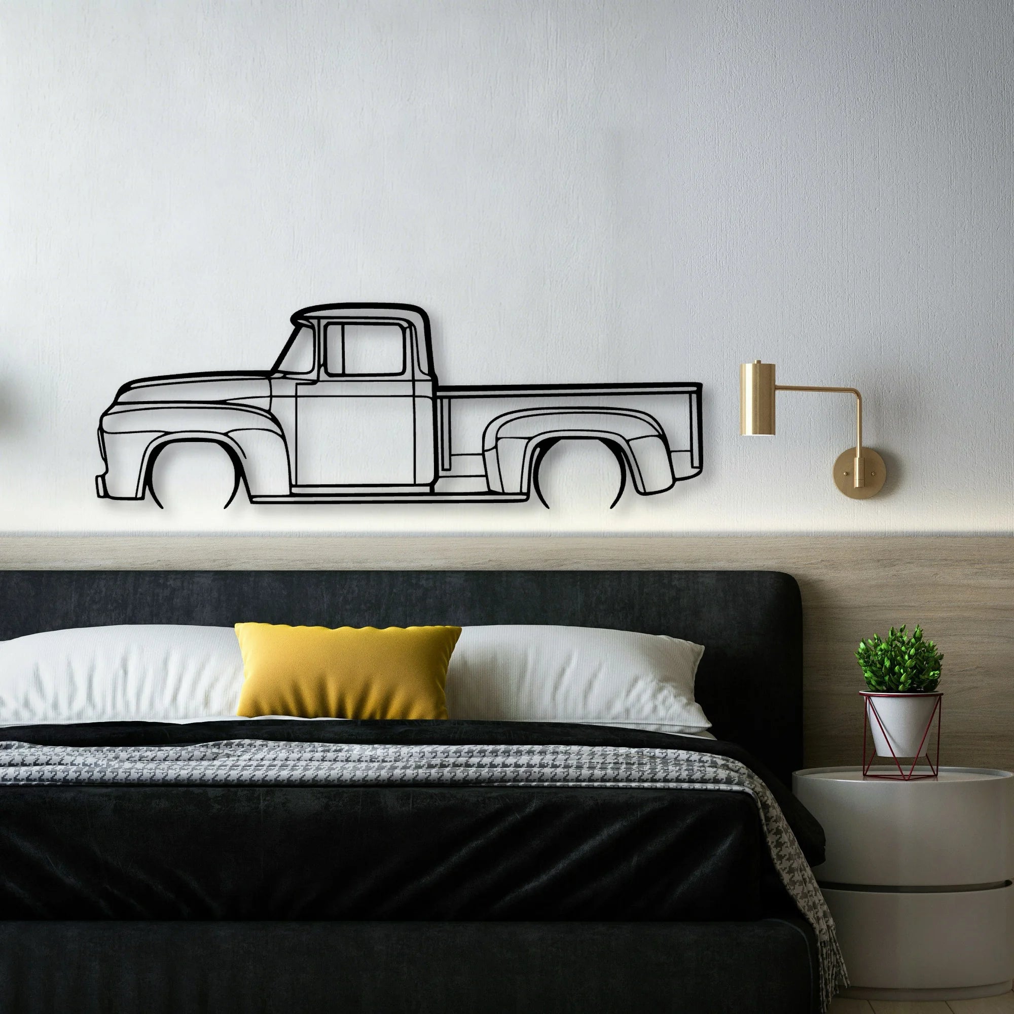 F100 1956 Classic Silhouette Metal Wall Art - Automotive Garage Decor