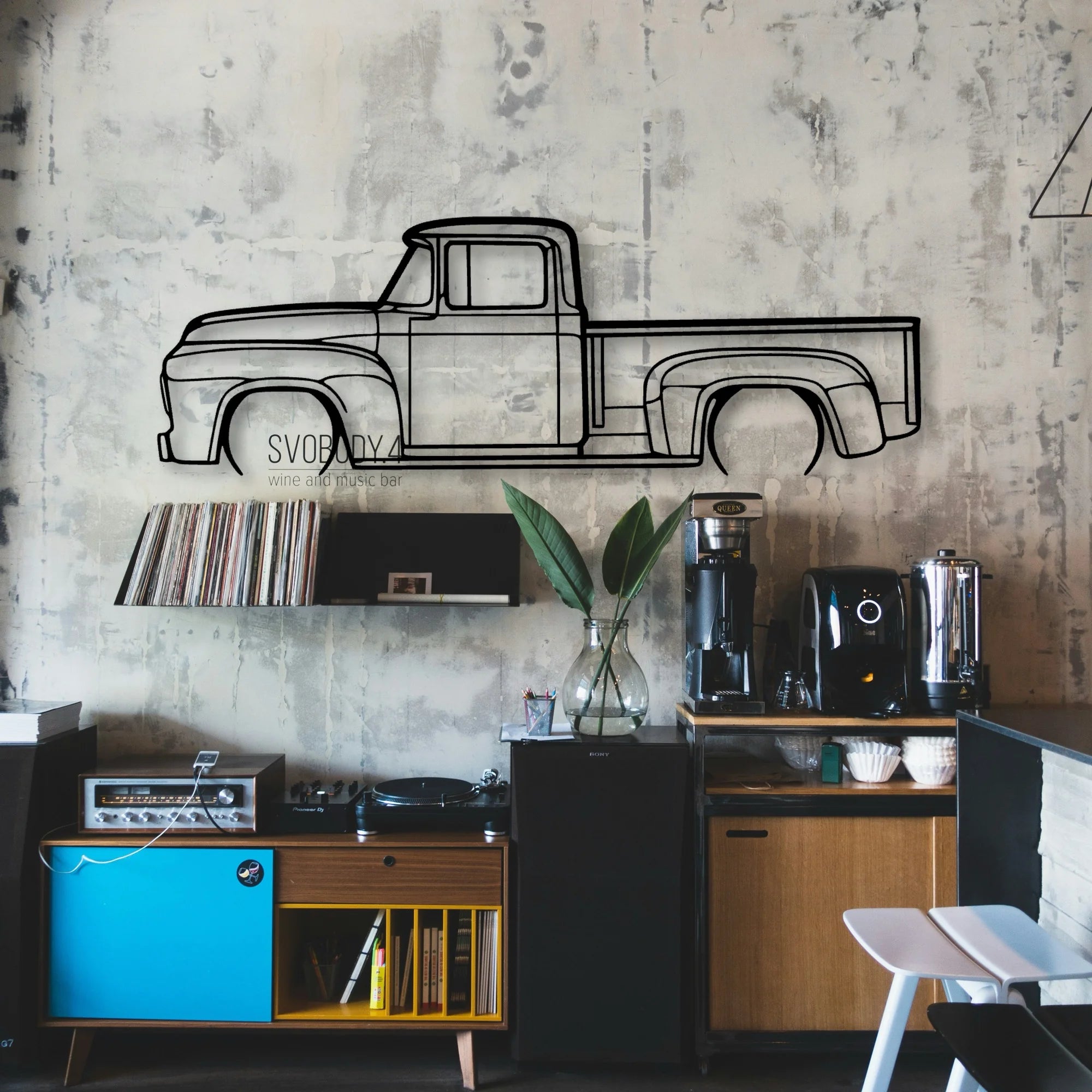 F100 1956 Classic Silhouette Metal Wall Art - Automotive Garage Decor