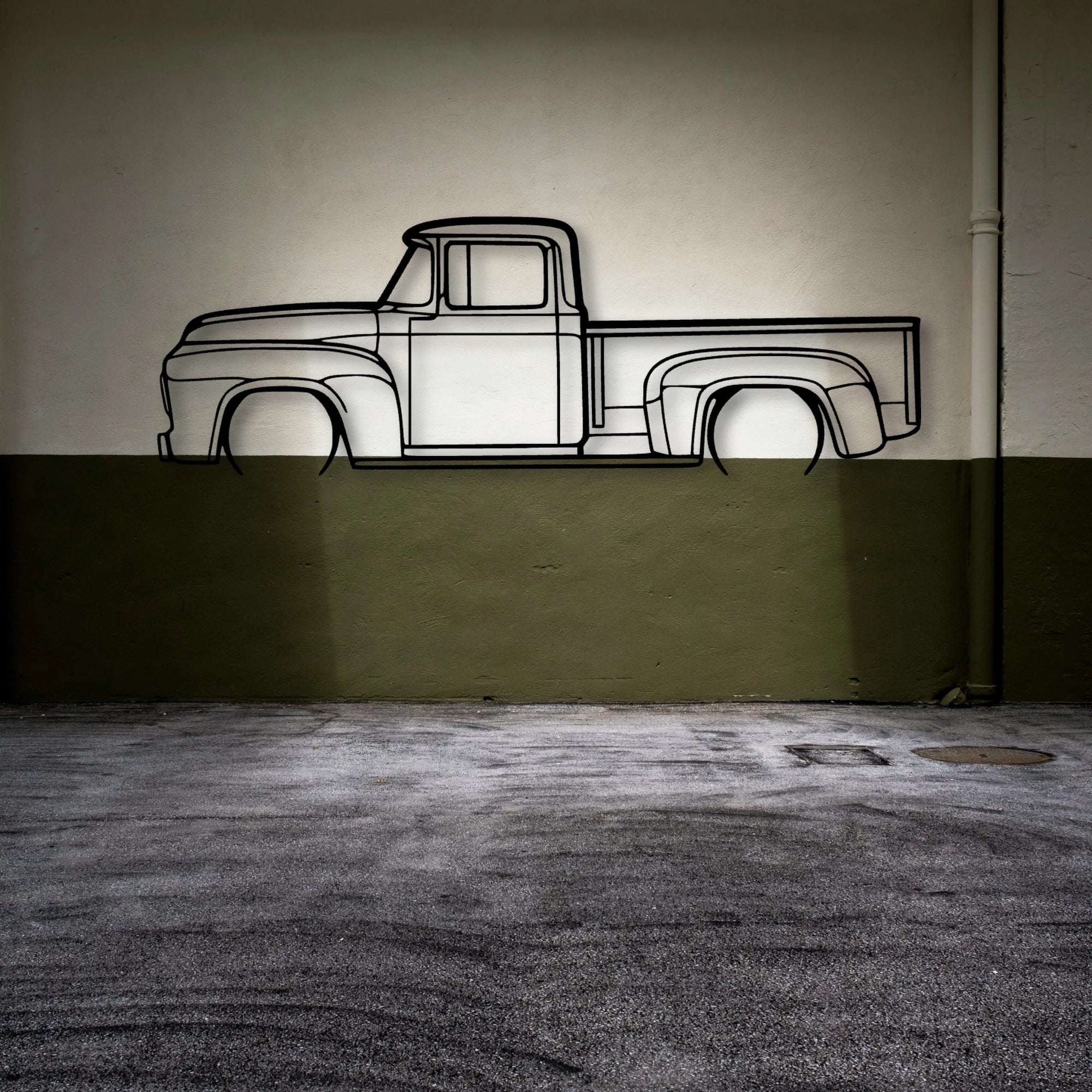 F100 1956 Classic Silhouette Metal Wall Art - Automotive Garage Decor