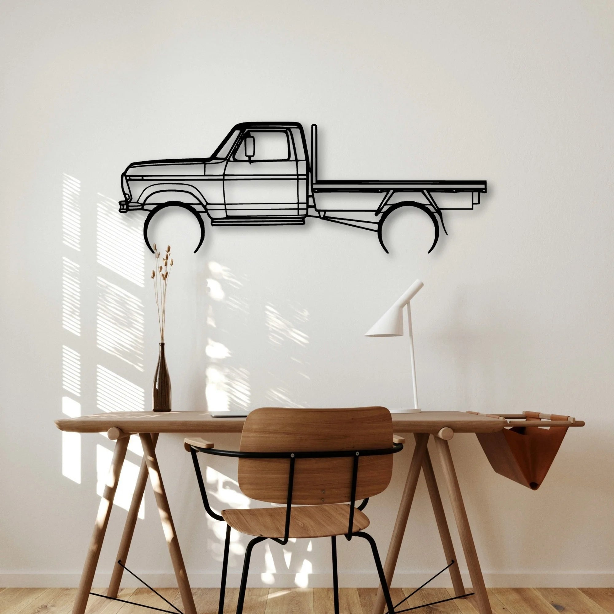 F100 Tray 1977 Classic Silhouette Metal Wall Art - Automotive Garage Decor