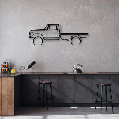 F100 Tray 1977 Classic Silhouette Metal Wall Art - Automotive Garage Decor