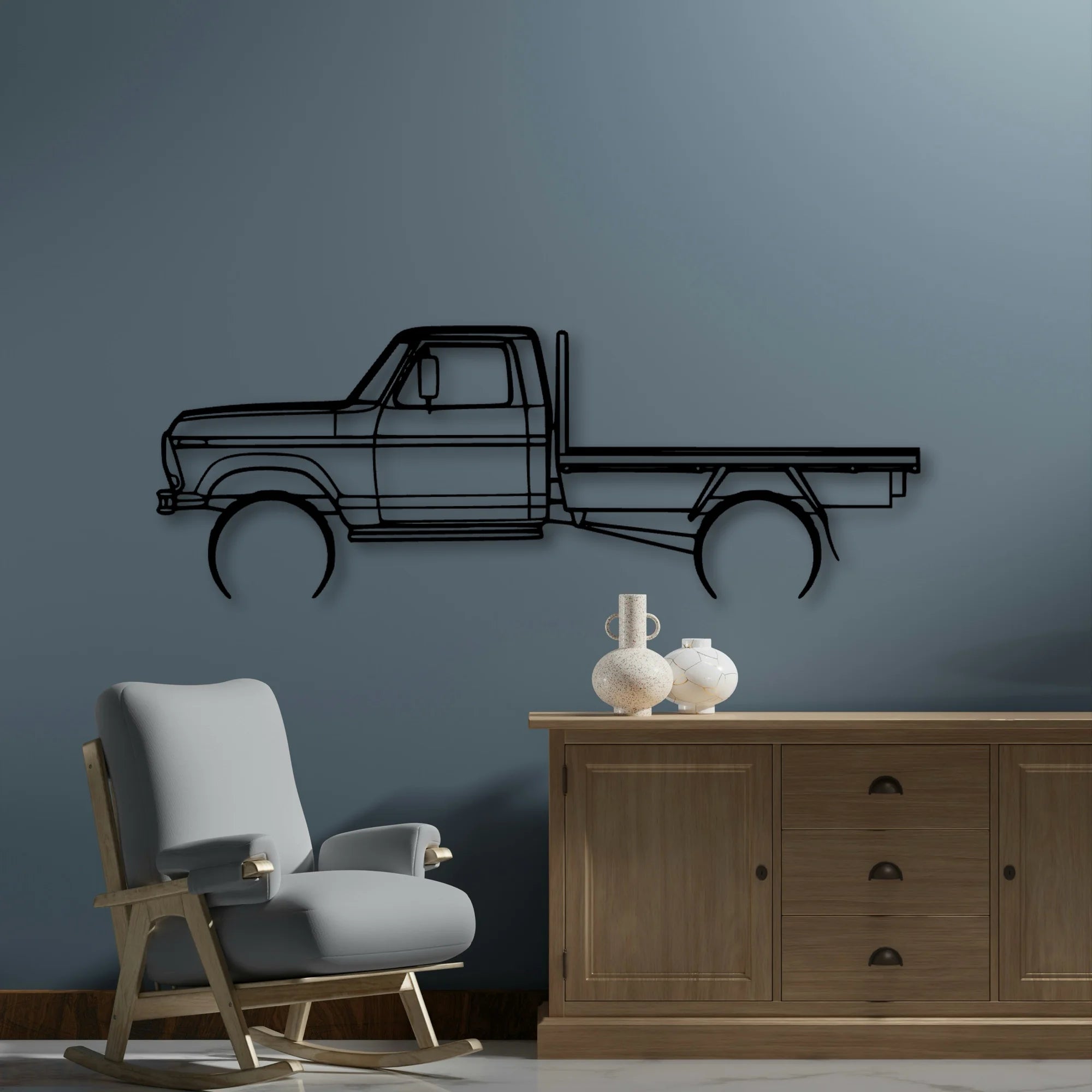 F100 Tray 1977 Classic Silhouette Metal Wall Art - Automotive Garage Decor