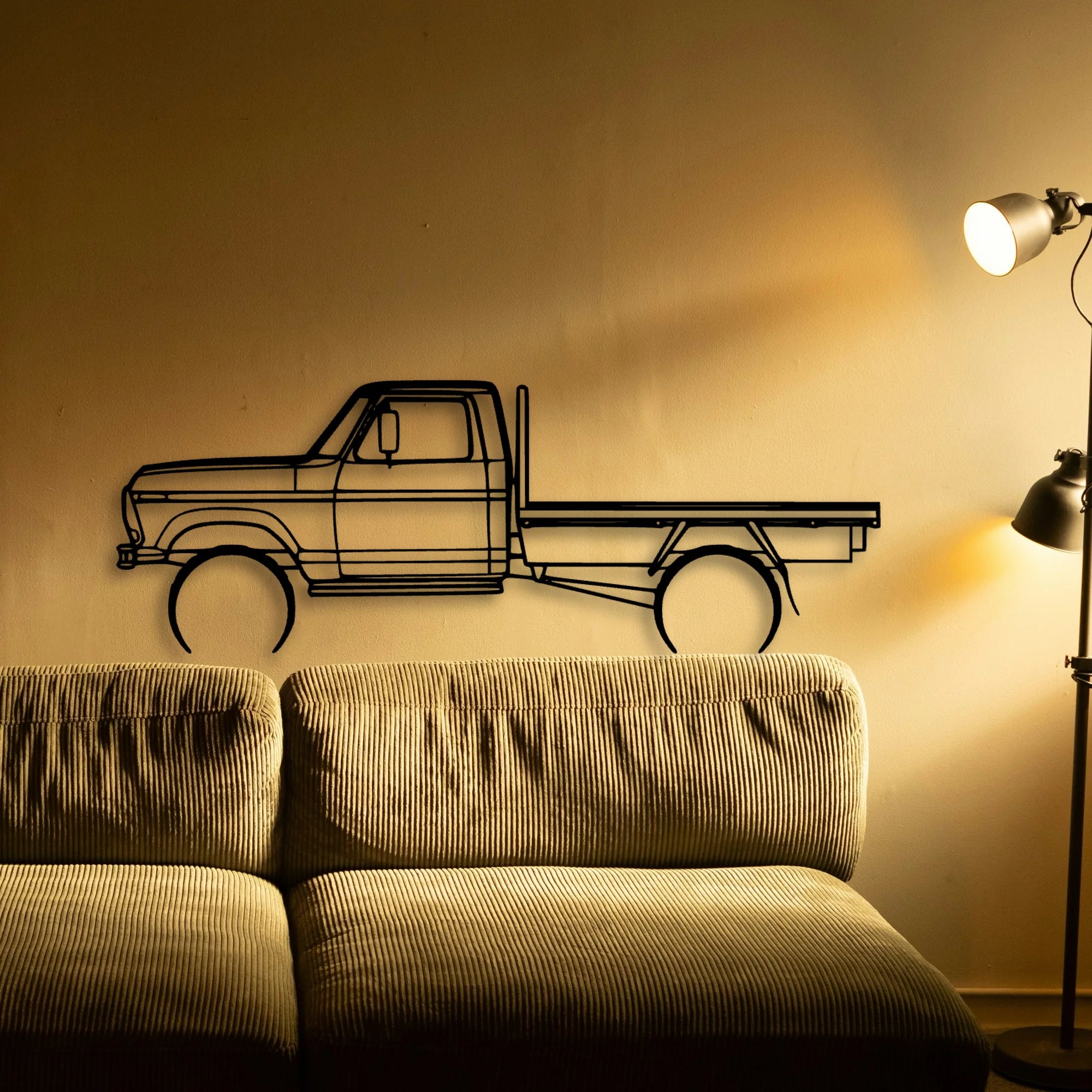 F100 Tray 1977 Classic Silhouette Metal Wall Art - Automotive Garage Decor