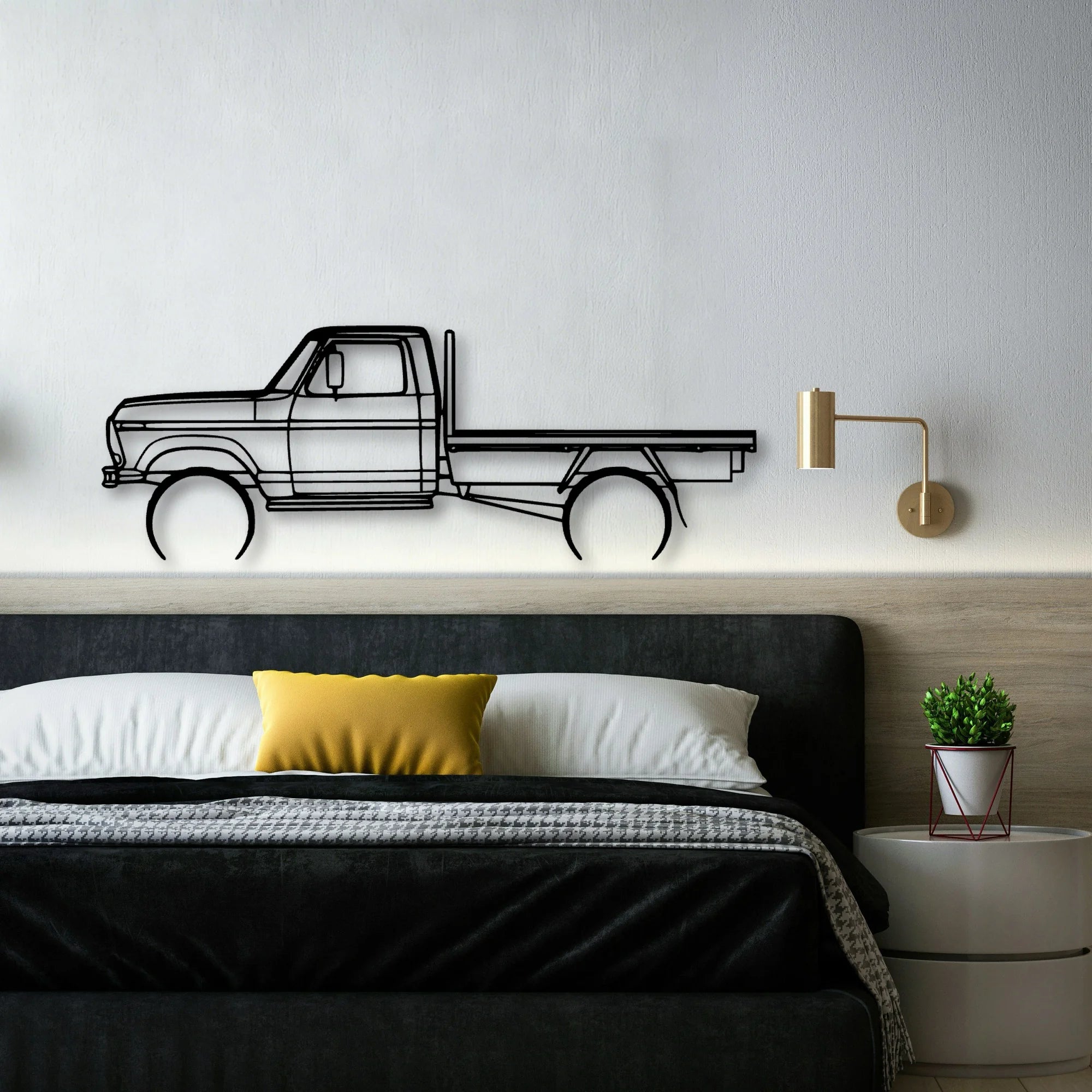 F100 Tray 1977 Classic Silhouette Metal Wall Art - Automotive Garage Decor
