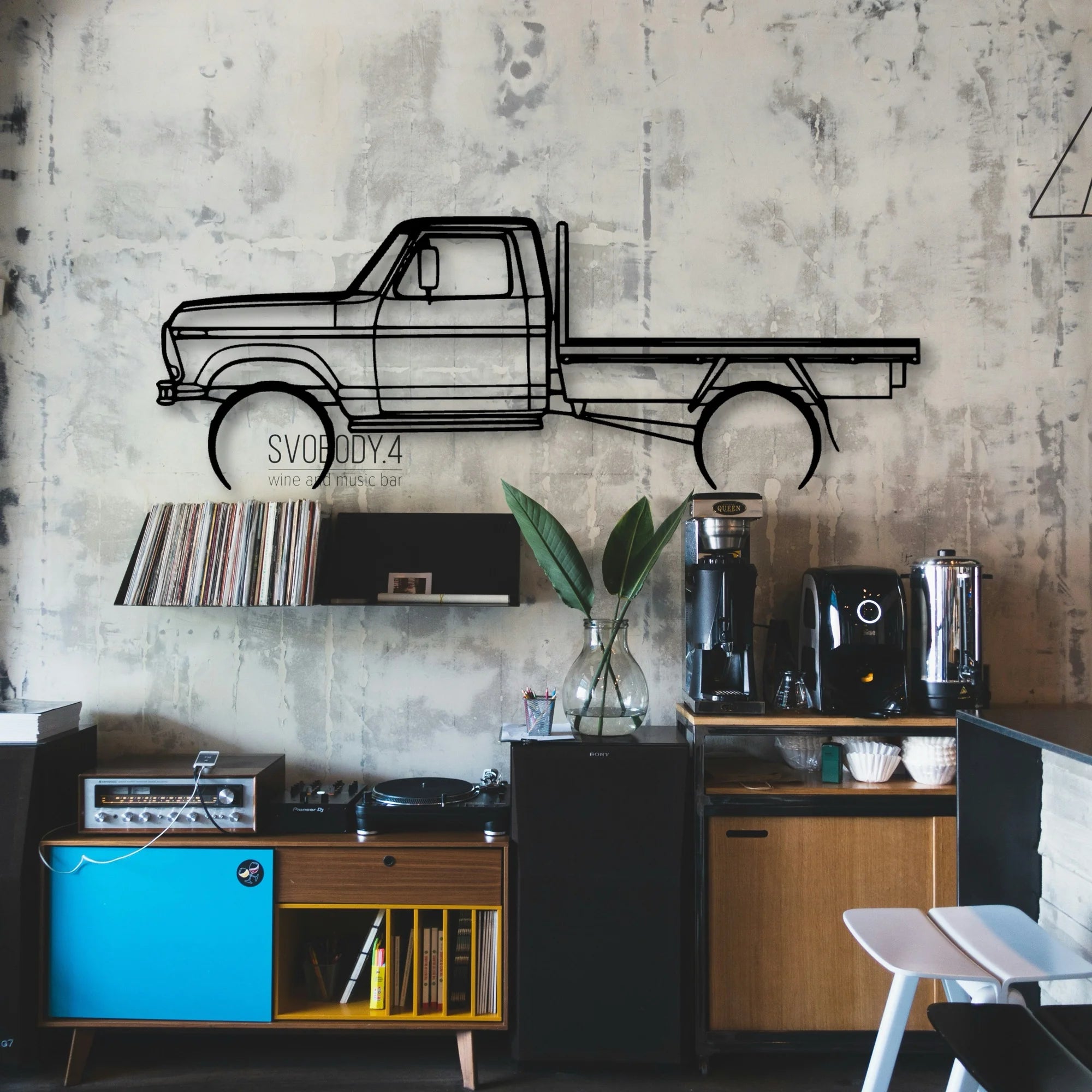 F100 Tray 1977 Classic Silhouette Metal Wall Art - Automotive Garage Decor