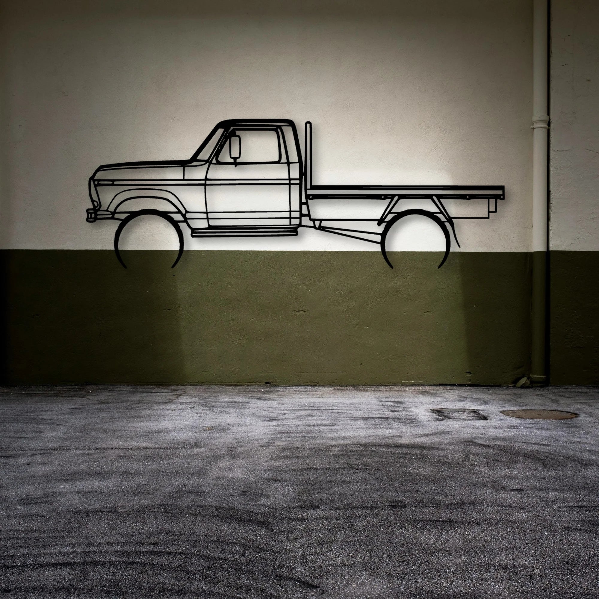 F100 Tray 1977 Classic Silhouette Metal Wall Art - Automotive Garage Decor