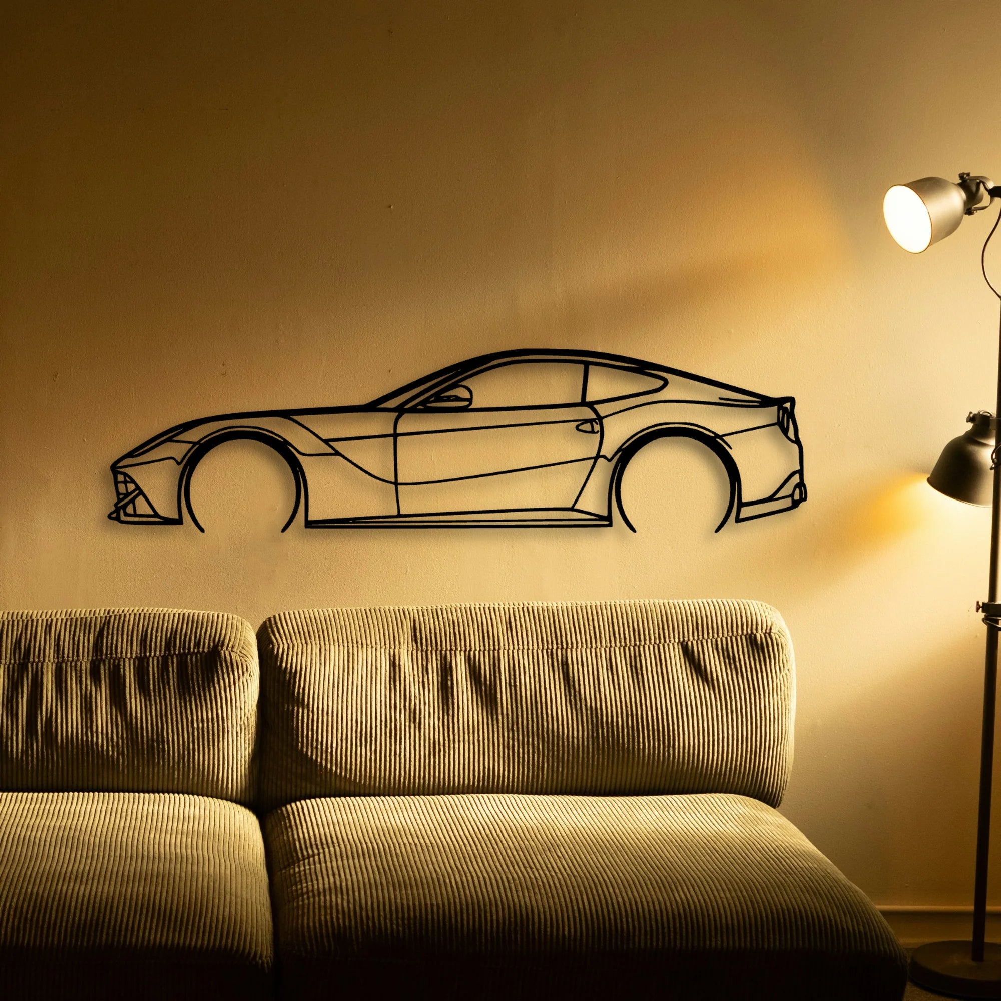 F12 2 Classic Silhouette Metal Wall Art - Automotive Garage Decor