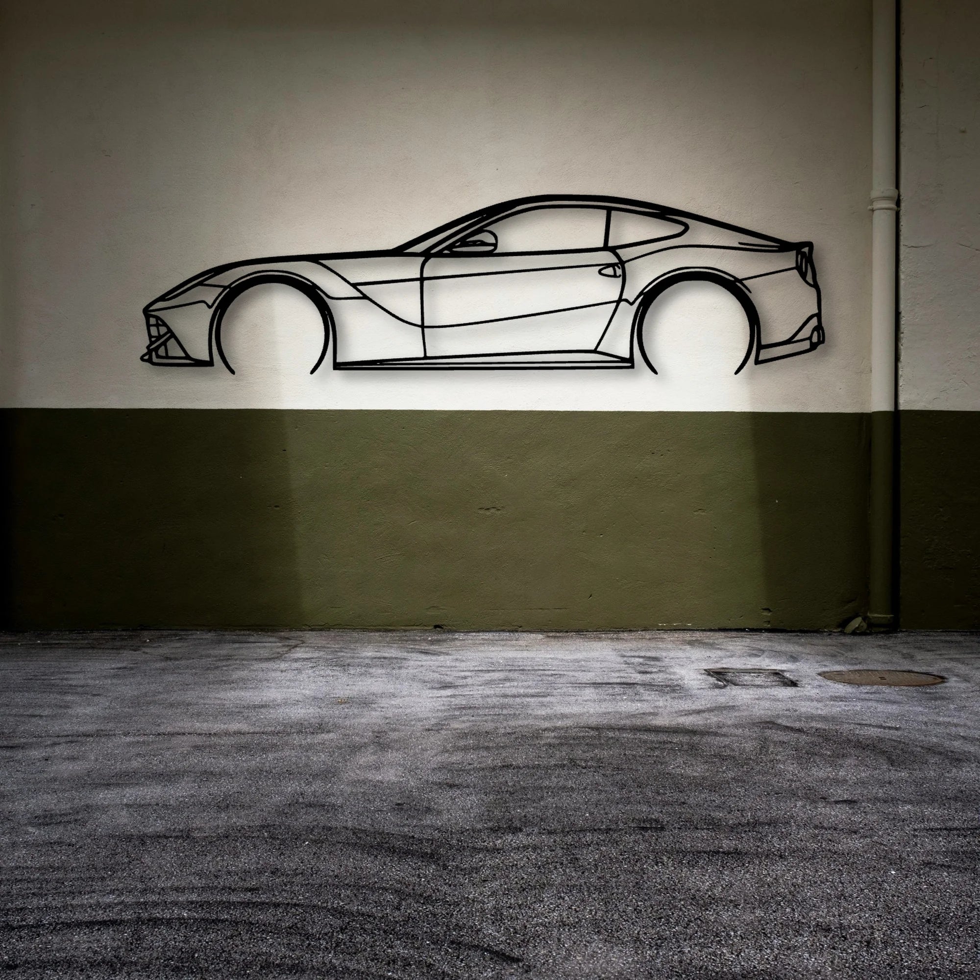 F12 2 Classic Silhouette Metal Wall Art - Automotive Garage Decor