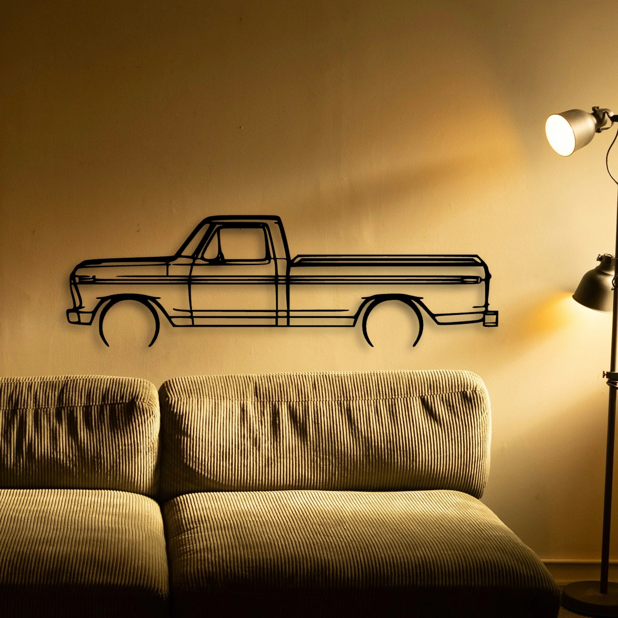 F150 1977 Classic Silhouette Metal Wall Art - Automotive Garage Decor