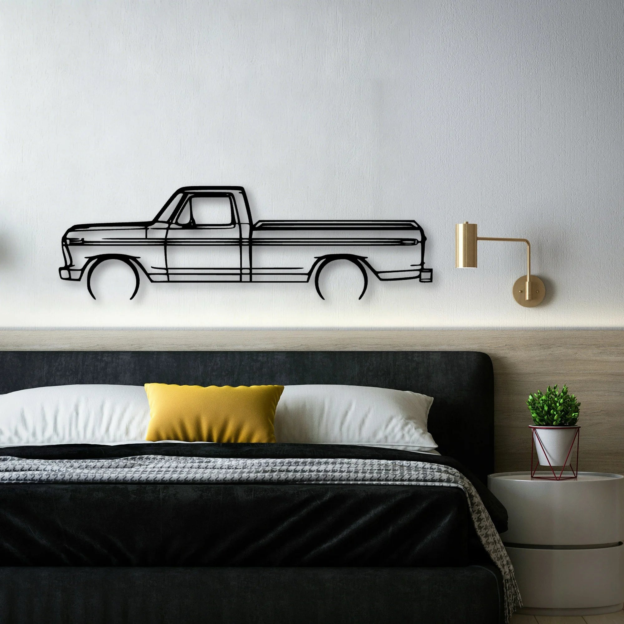 F150 1977 Classic Silhouette Metal Wall Art - Automotive Garage Decor