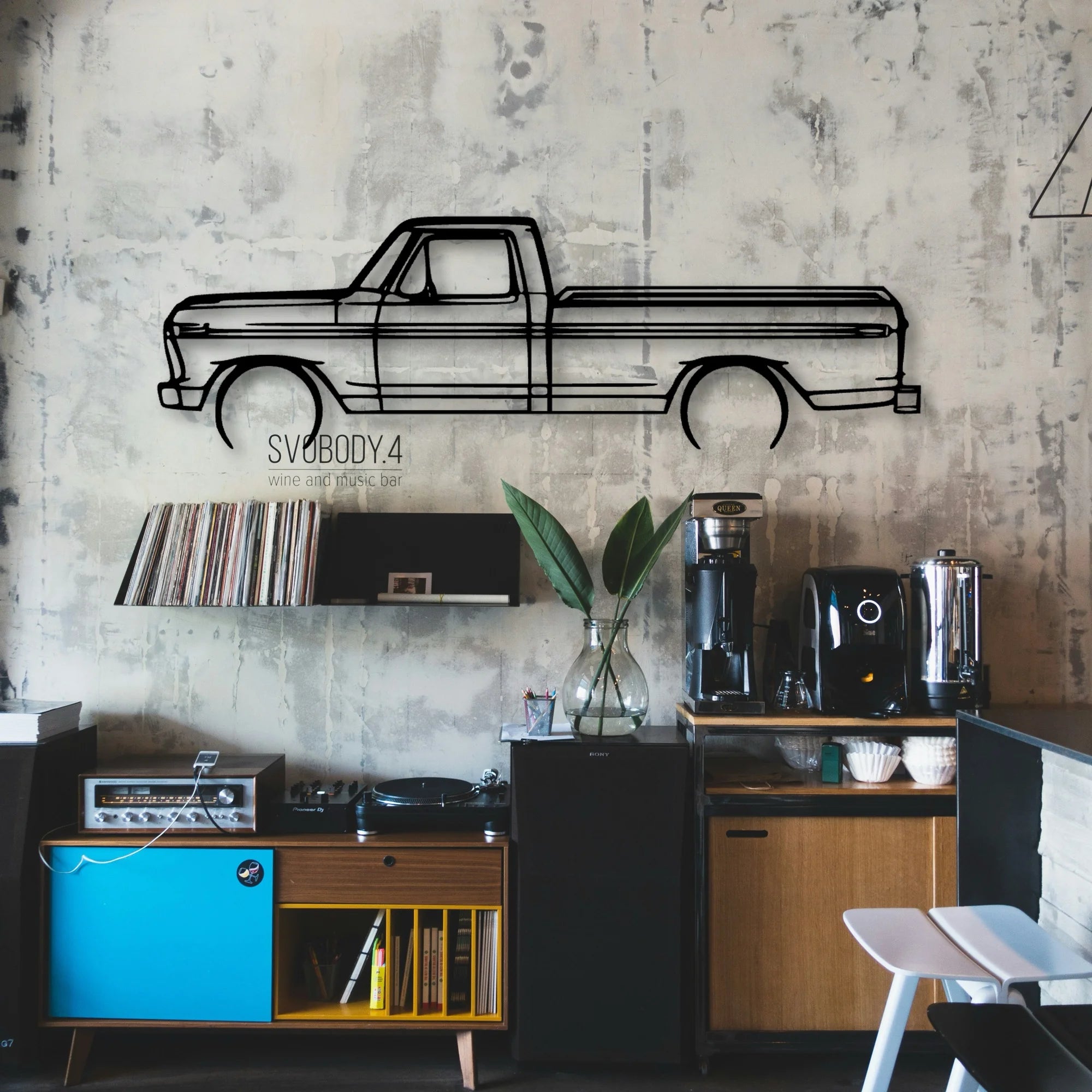 F150 1977 Classic Silhouette Metal Wall Art - Automotive Garage Decor