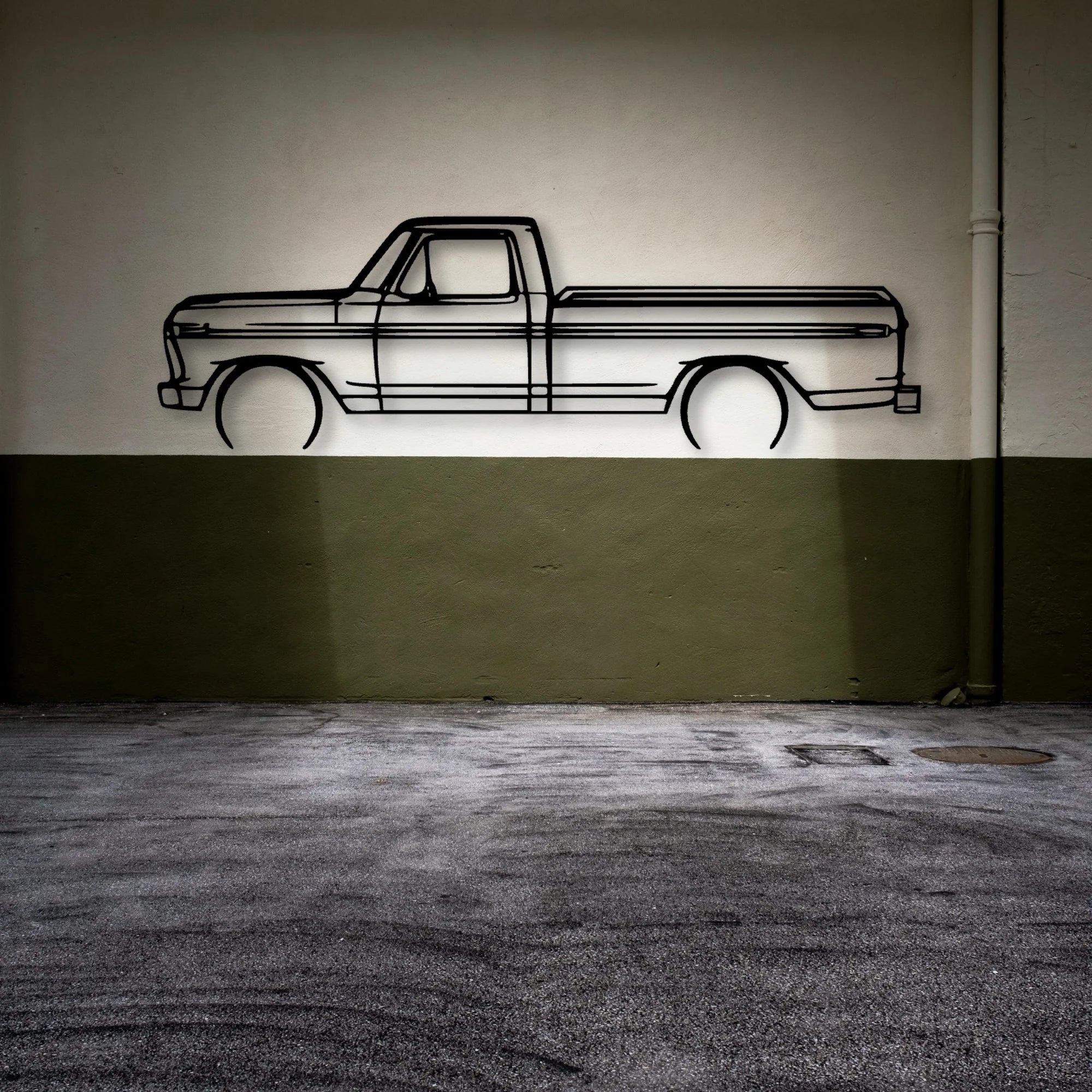 F150 1977 Classic Silhouette Metal Wall Art - Automotive Garage Decor