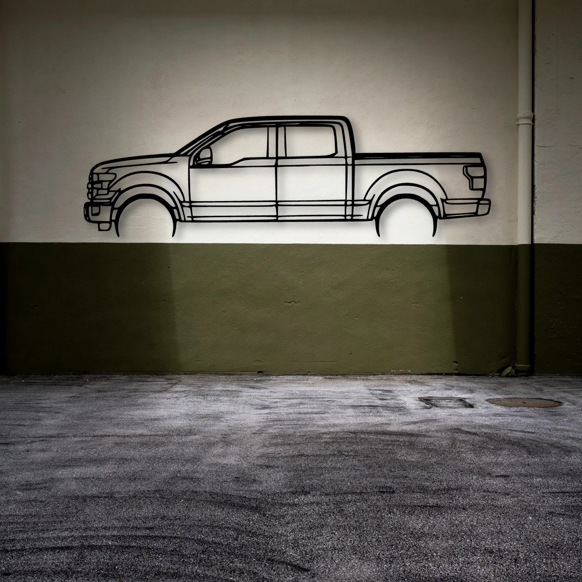 F150 2016 Classic Silhouette Metal Wall Art - Automotive Garage Decor