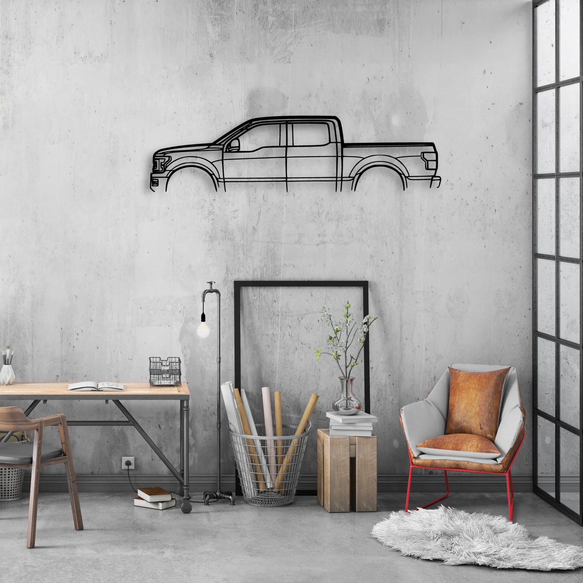 F150 Limited Classic Silhouette Metal Wall Art - Automotive Garage Decor