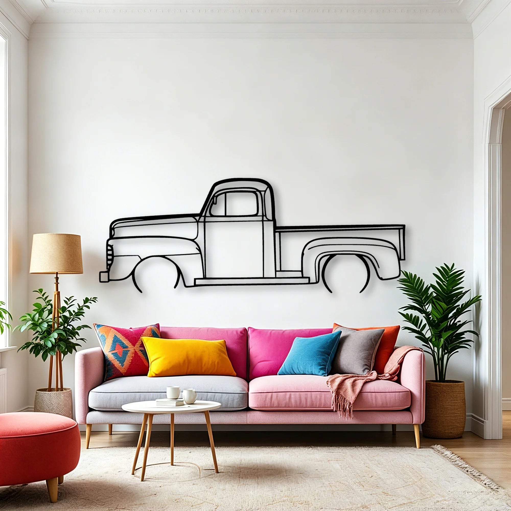 F1 1948 Pickup Classic Silhouette Metal Wall Art - Automotive Garage Decor