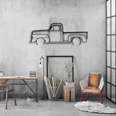 F1 1948 Pickup Classic Silhouette Metal Wall Art - Automotive Garage Decor
