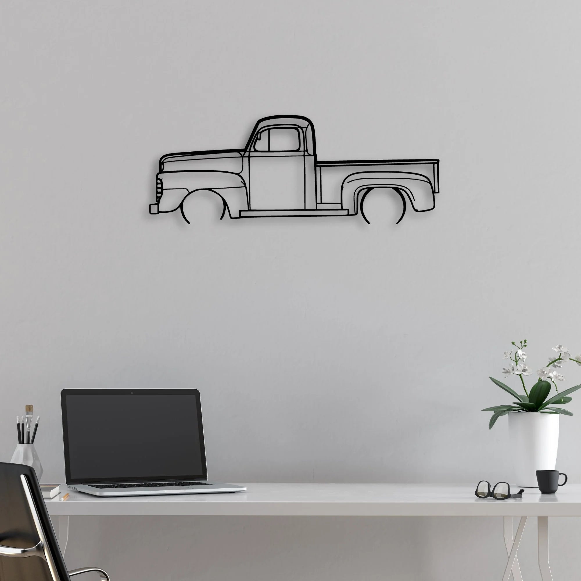 F1 1948 Pickup Classic Silhouette Metal Wall Art - Automotive Garage Decor
