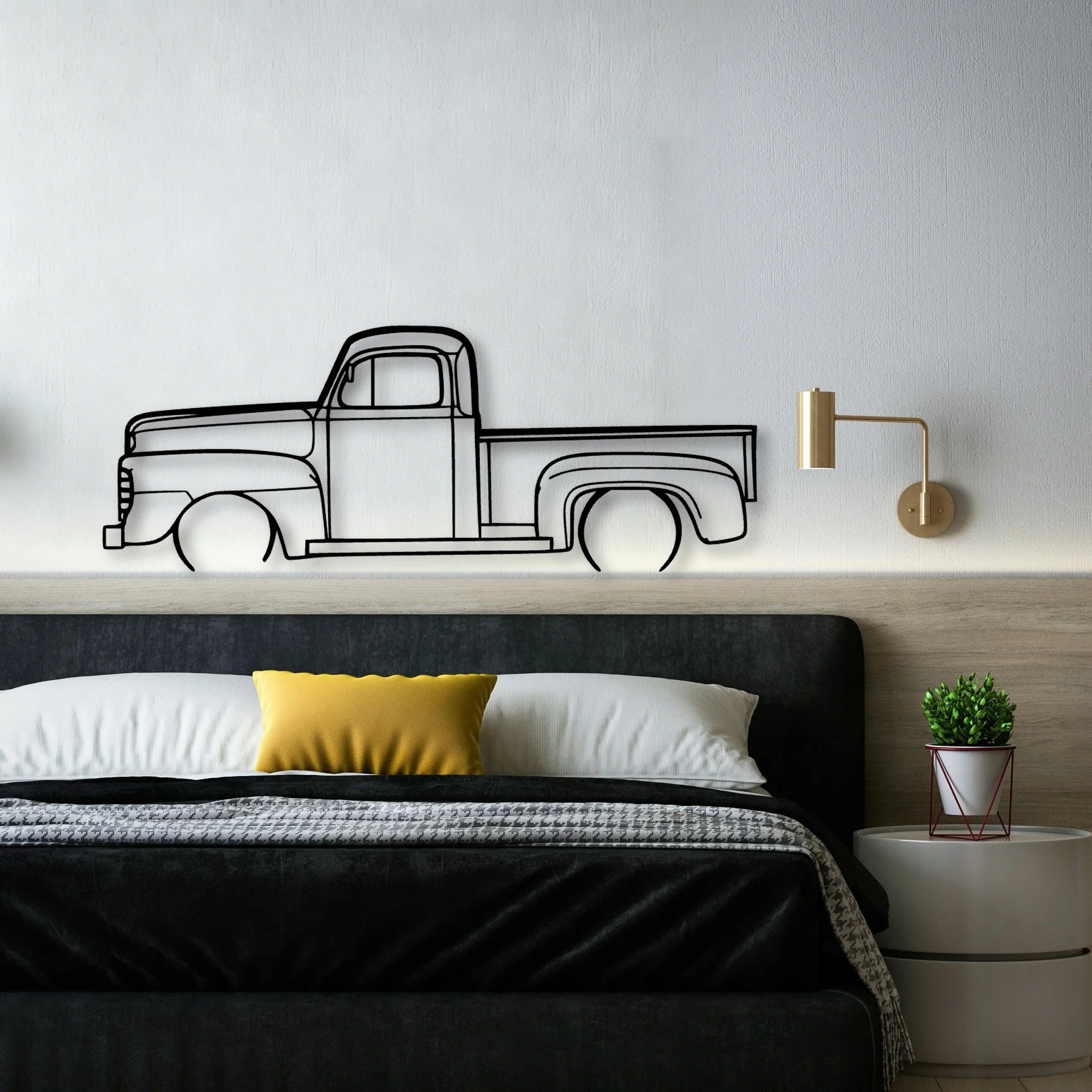 F1 1948 Pickup Classic Silhouette Metal Wall Art - Automotive Garage Decor