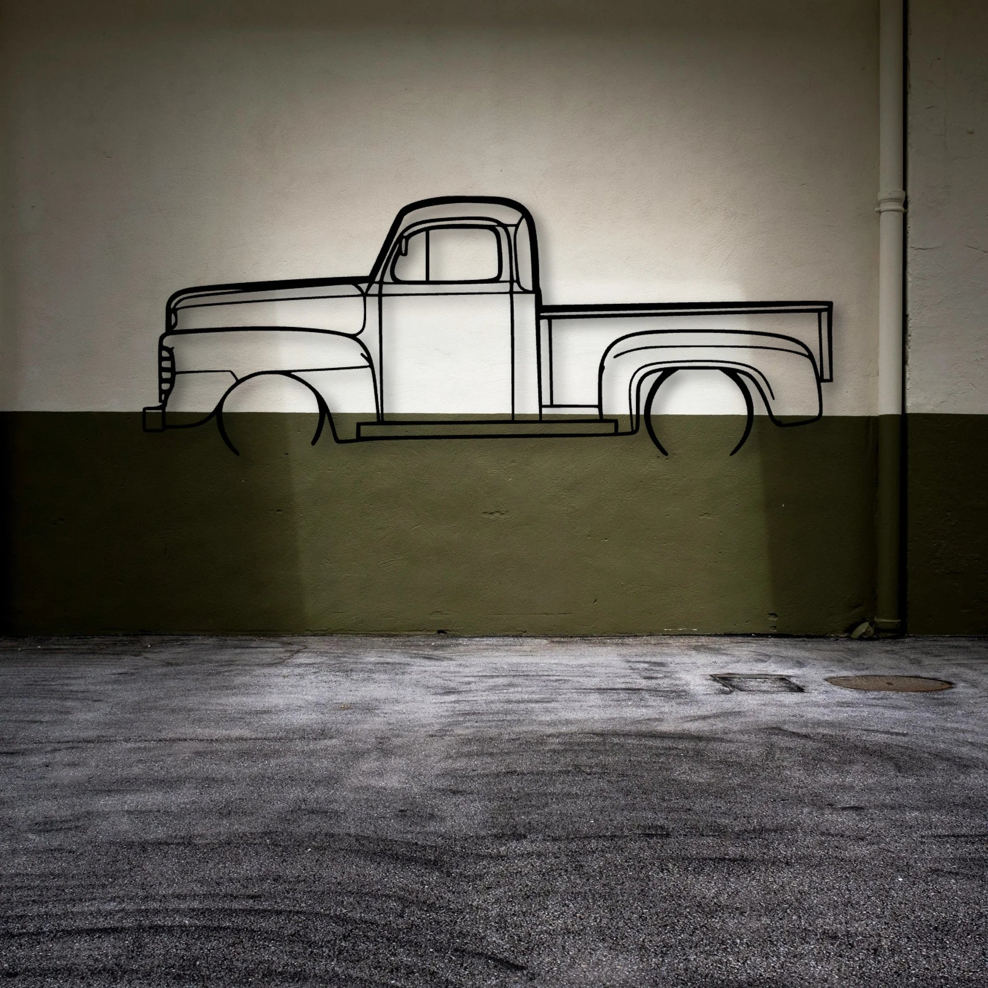 F1 1948 Pickup Classic Silhouette Metal Wall Art - Automotive Garage Decor