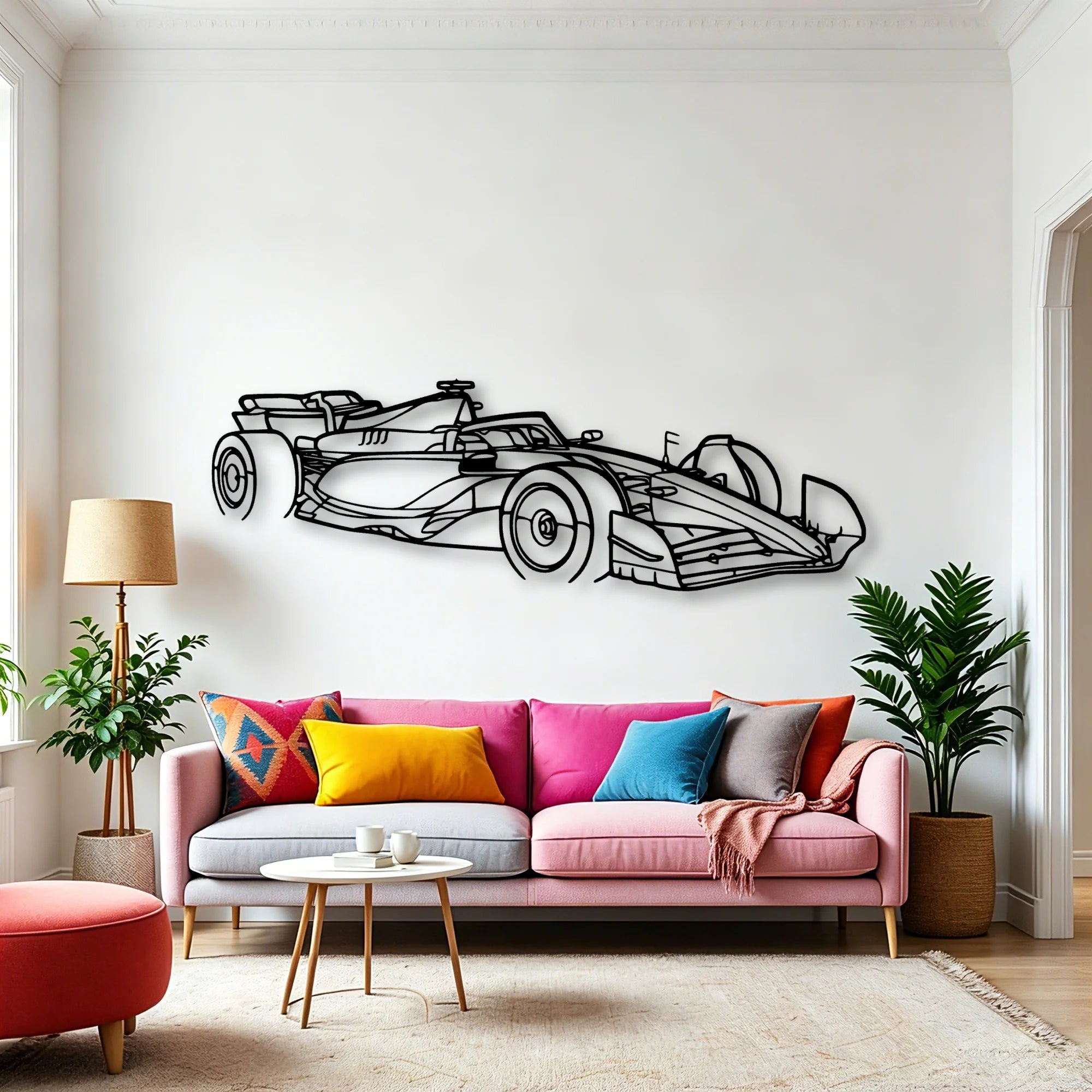 F1 2024 SF 24 Angle Classic Silhouette Metal Wall Art - Automotive Garage Decor