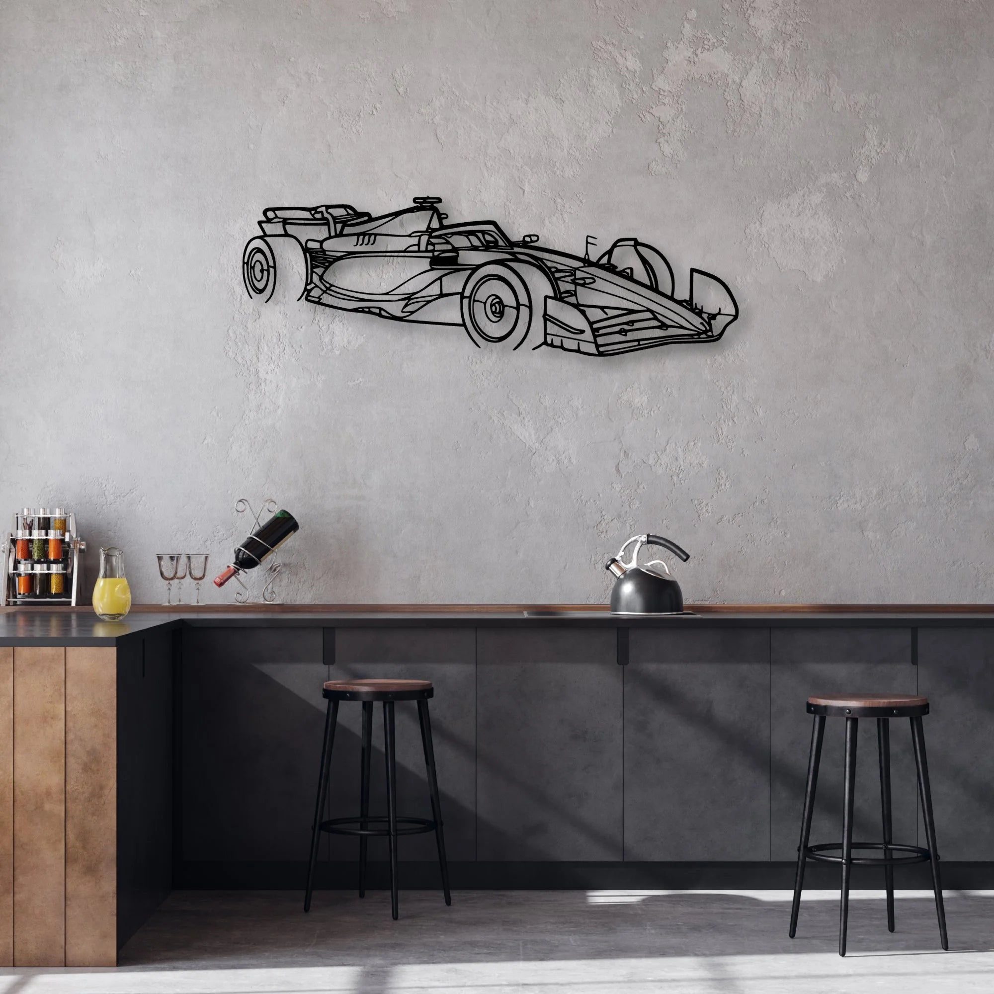 F1 2024 SF-24 Angle Classic Silhouette Metal Wall Art - Automotive Garage Decor