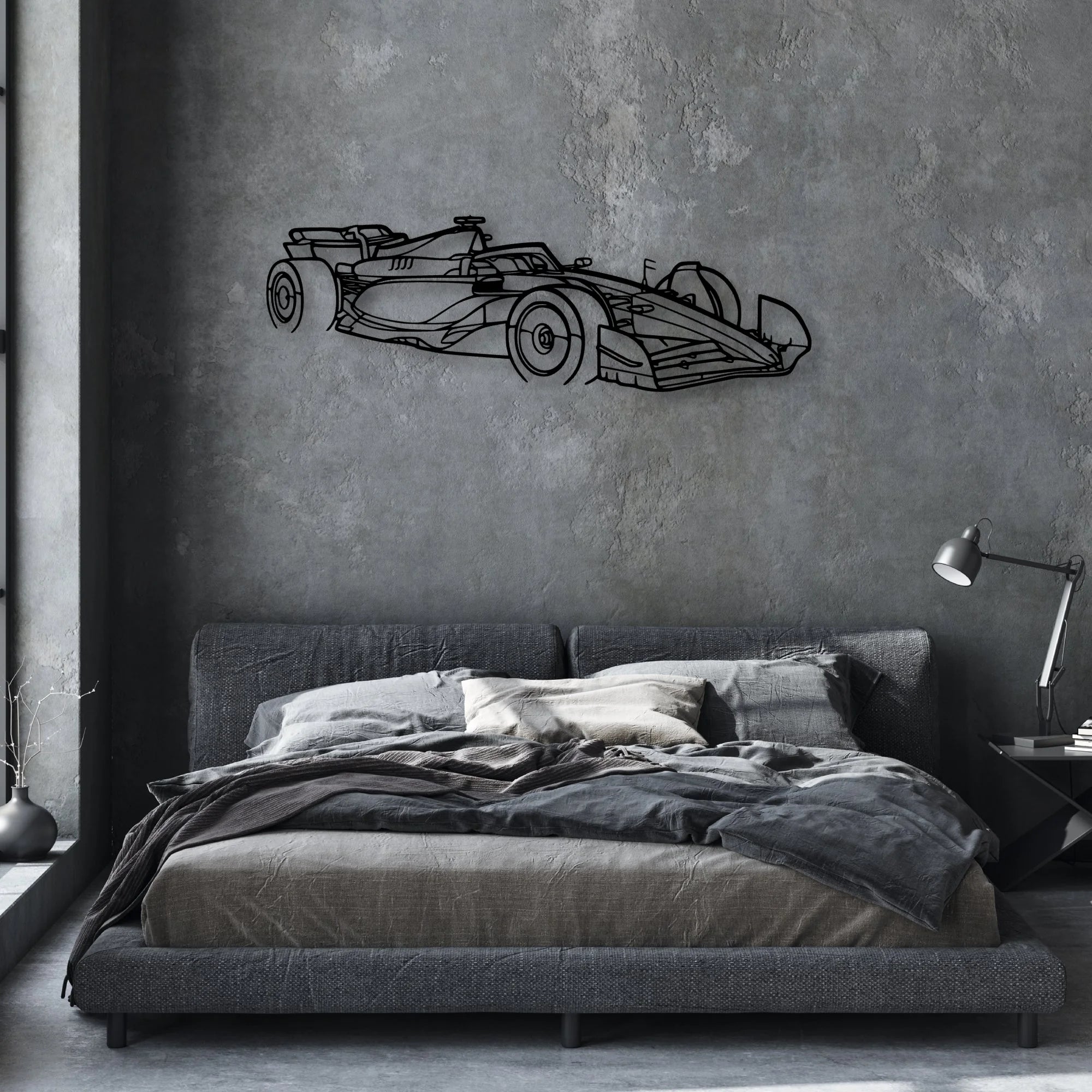 F1 2024 SF-24 Angle Classic Silhouette Metal Wall Art - Automotive Garage Decor