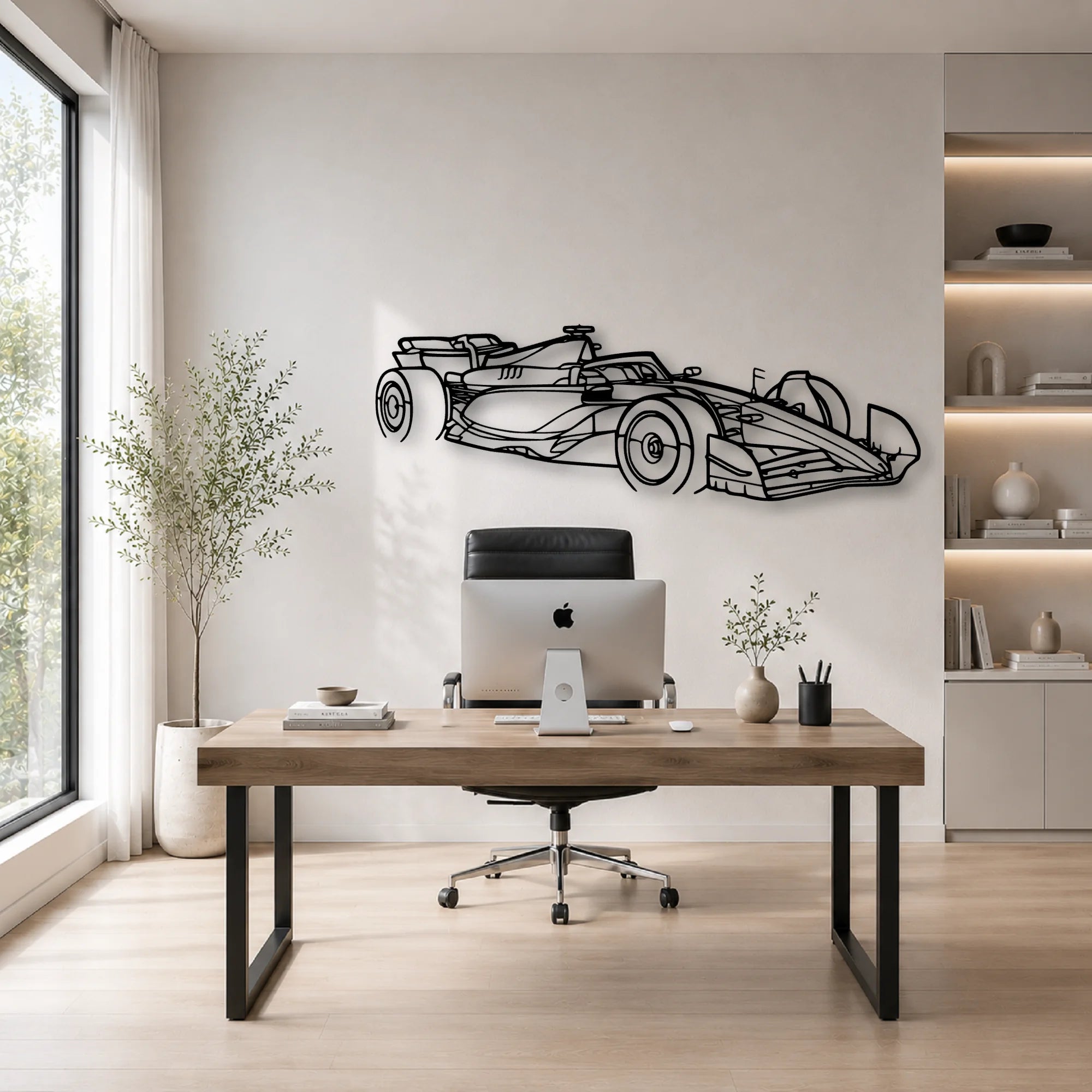F1 2024 SF 24 Angle Classic Silhouette Metal Wall Art - Automotive Garage Decor